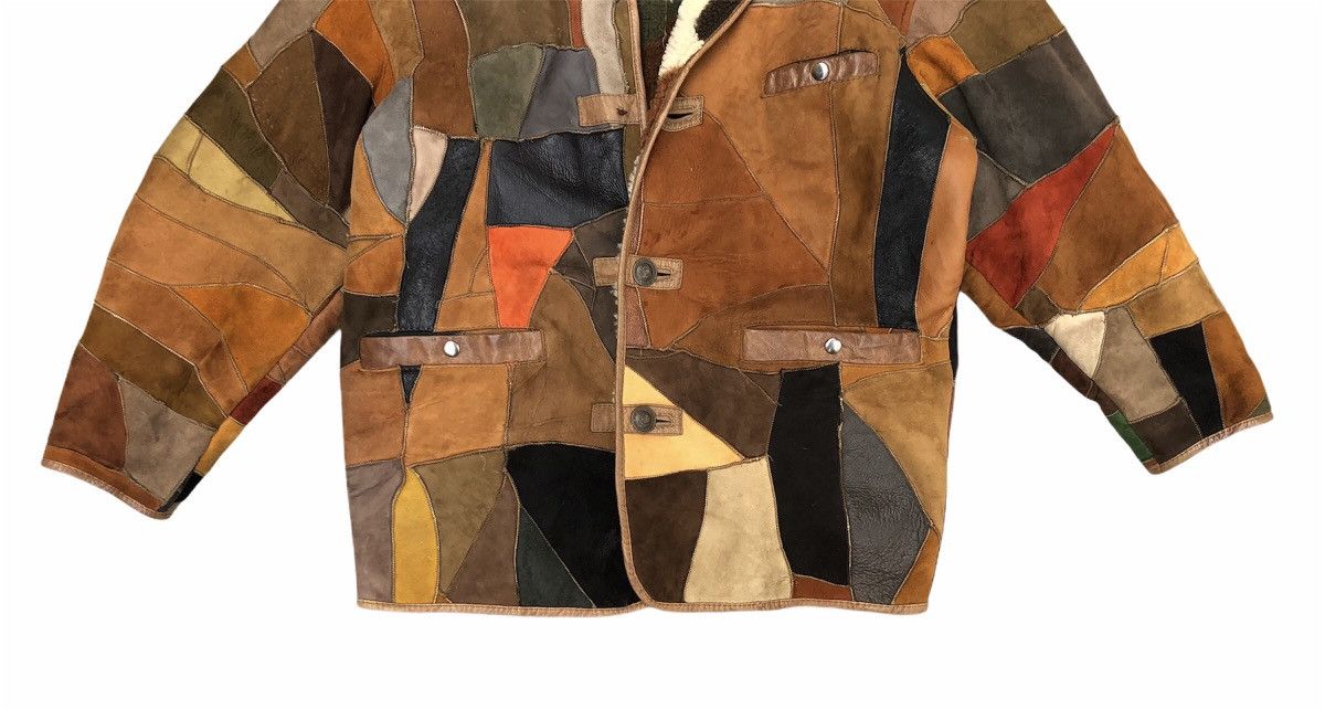 Genuine Leather Vintage Colourful Leather Patchwork Sherpa Heavy Jacket Size US M / EU 48-50 / 2 - 5 Thumbnail