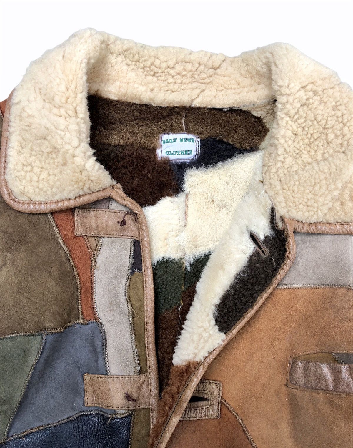 Genuine Leather Vintage Colourful Leather Patchwork Sherpa Heavy Jacket Size US M / EU 48-50 / 2 - 3 Thumbnail