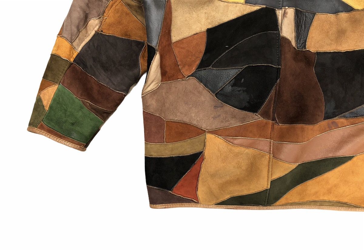 Genuine Leather Vintage Colourful Leather Patchwork Sherpa Heavy Jacket Size US M / EU 48-50 / 2 - 13 Thumbnail