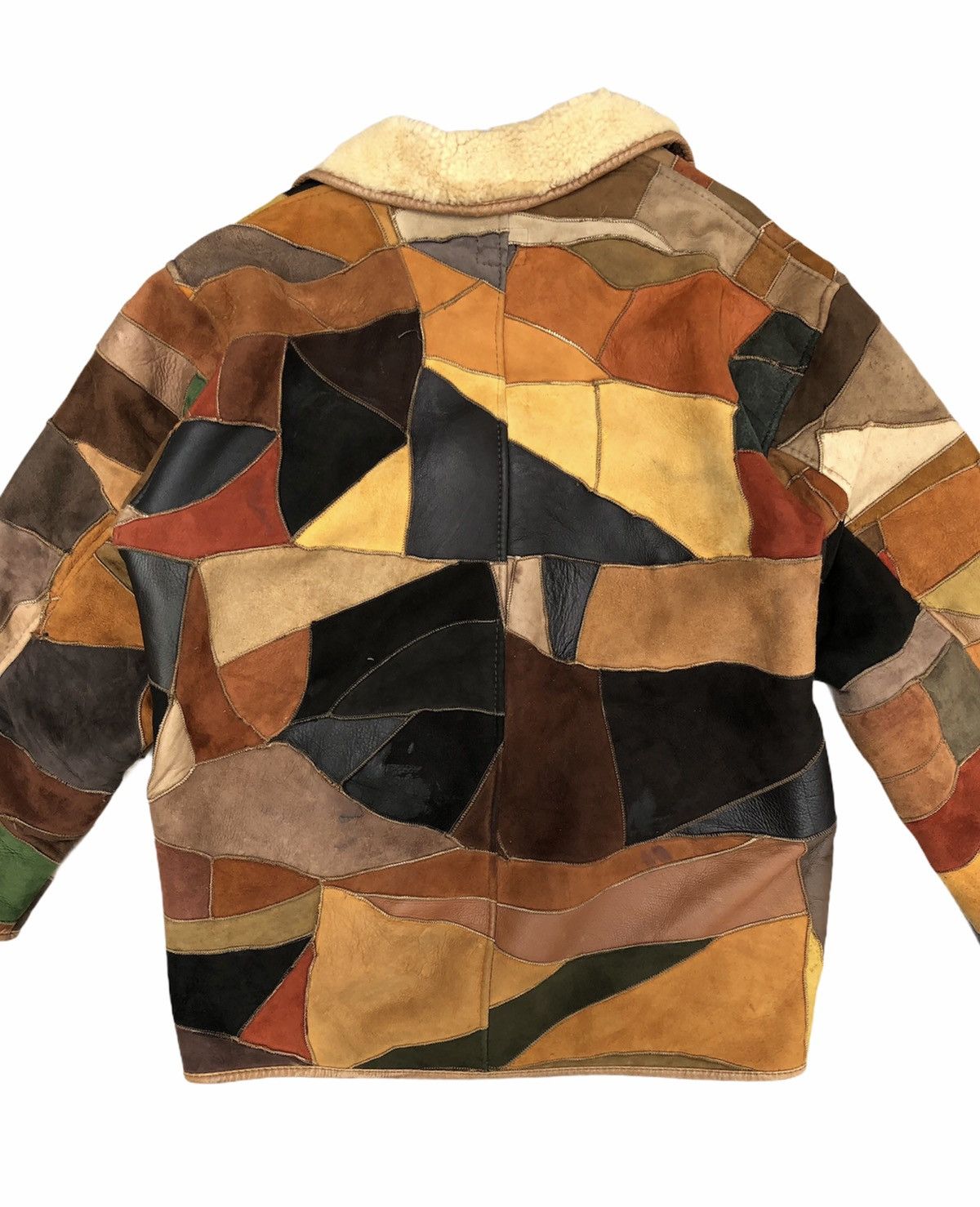 Genuine Leather Vintage Colourful Leather Patchwork Sherpa Heavy Jacket Size US M / EU 48-50 / 2 - 10 Thumbnail