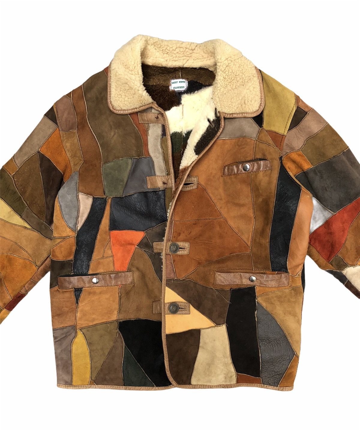 Genuine Leather Vintage Colourful Leather Patchwork Sherpa Heavy Jacket Size US M / EU 48-50 / 2 - 2 Thumbnail