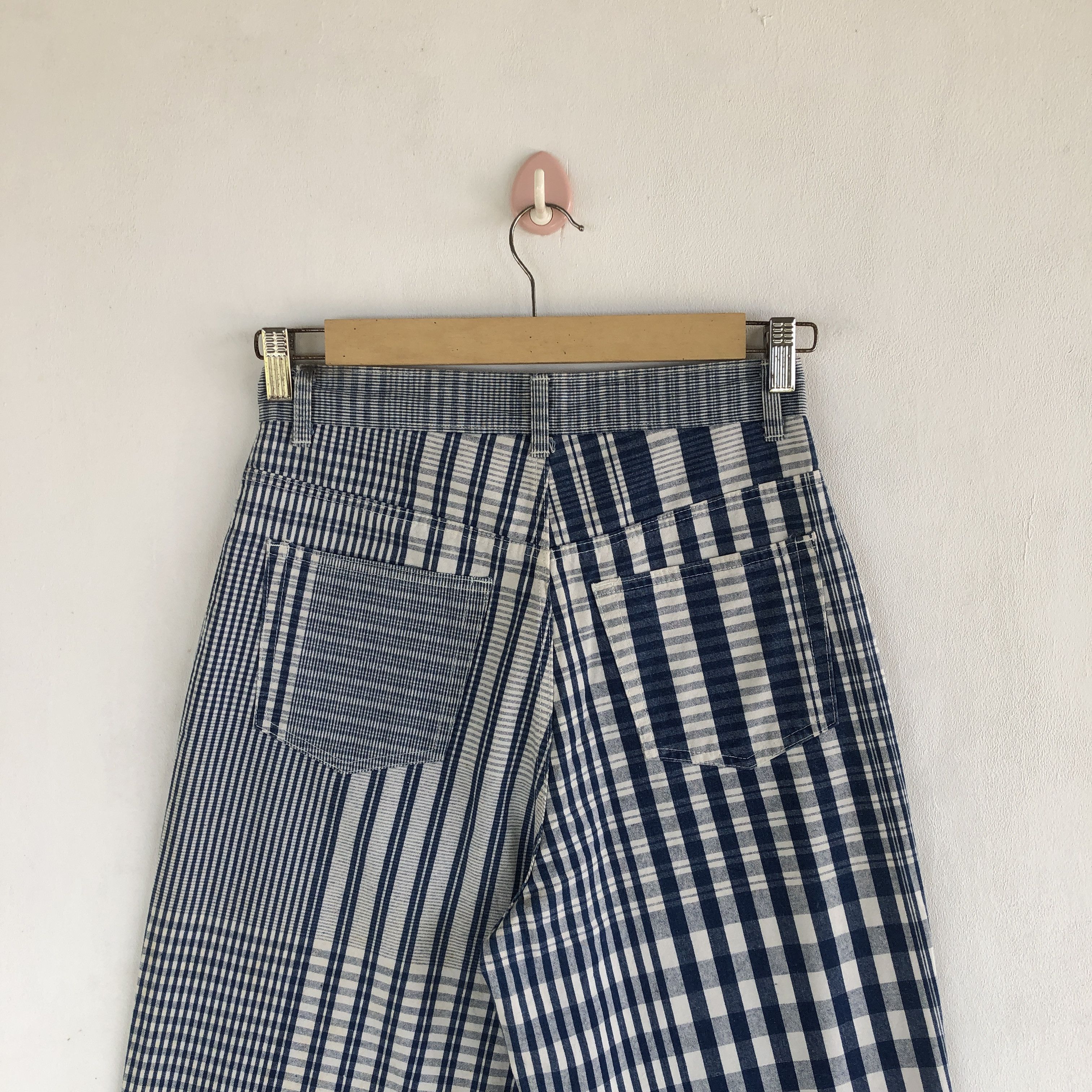 If Six Was Nine × Japanese Brand × Vintage Green Wood Trousers Stripe Pop Art alike Issey Miyake Pants Size 26" / US 2 / IT 38 - 4 Thumbnail