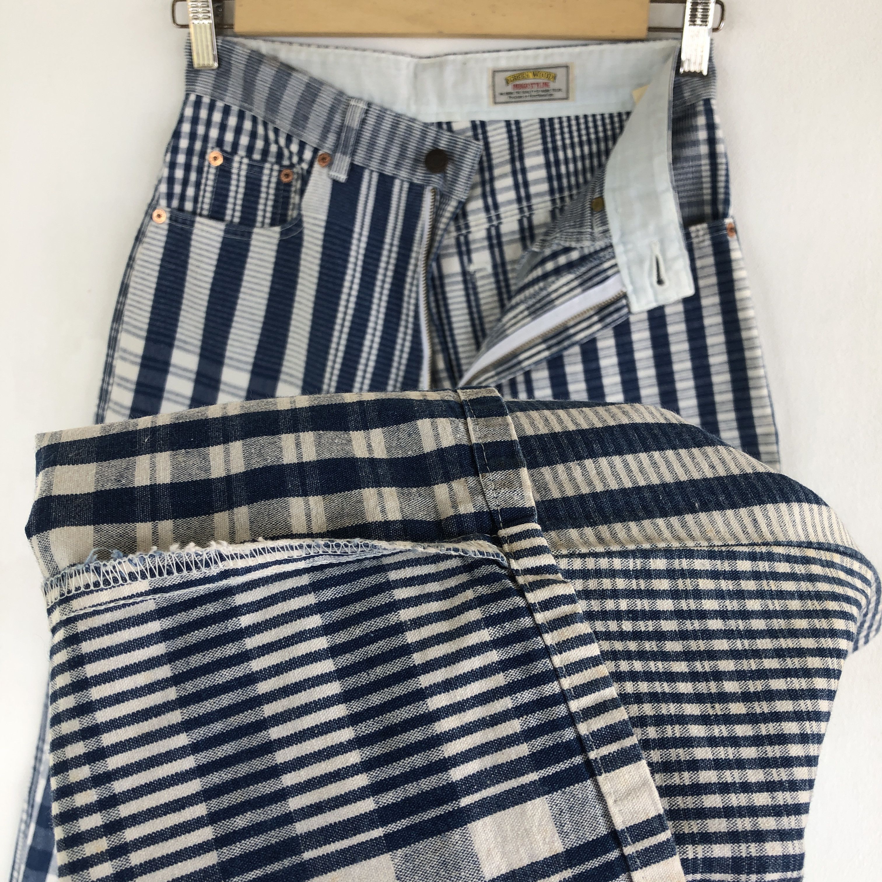 If Six Was Nine × Japanese Brand × Vintage Green Wood Trousers Stripe Pop Art alike Issey Miyake Pants Size 26" / US 2 / IT 38 - 10 Thumbnail