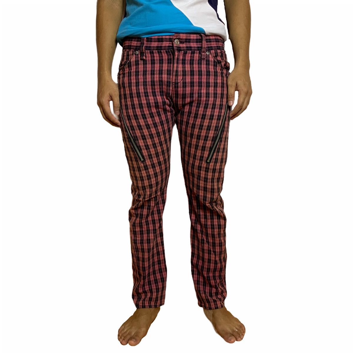 Japan Arrow Tartan Zipper Bondage Pant