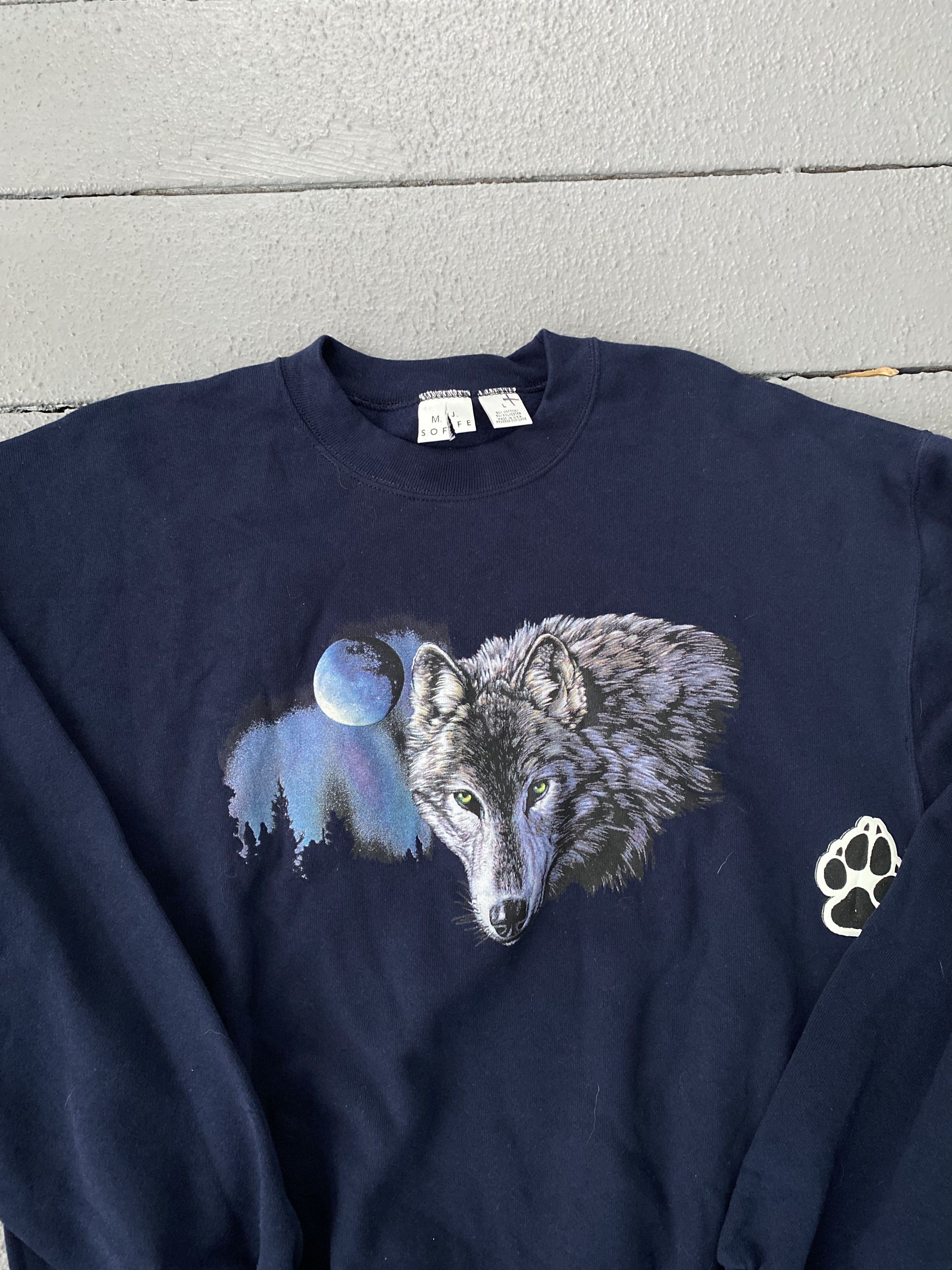 Vintage Vintage 90s Wolf Howling Crewneck Sweatshirt Travis STyle Size US L / EU 52-54 / 3 - 2 Thumbnail