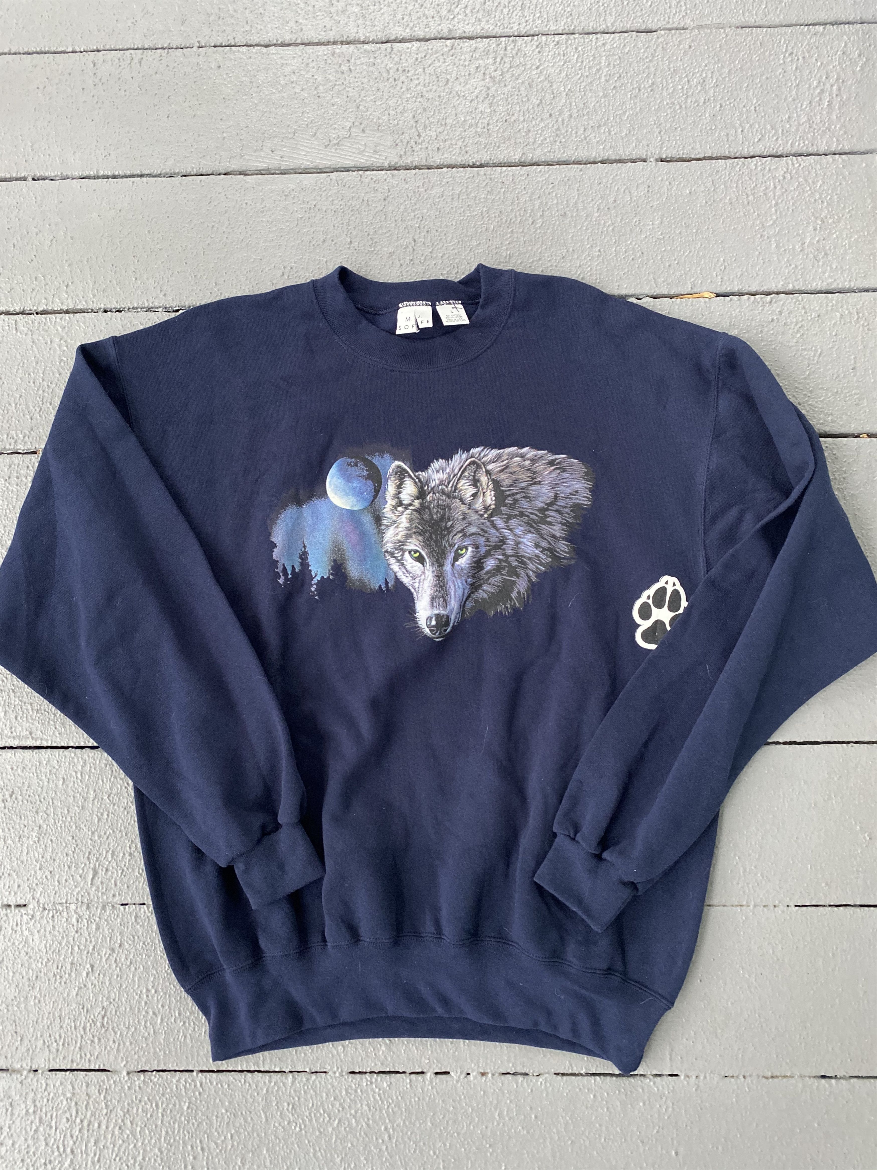 Vintage Vintage 90s Wolf Howling Crewneck Sweatshirt Travis STyle Size US L / EU 52-54 / 3 - 1 Thumbnail