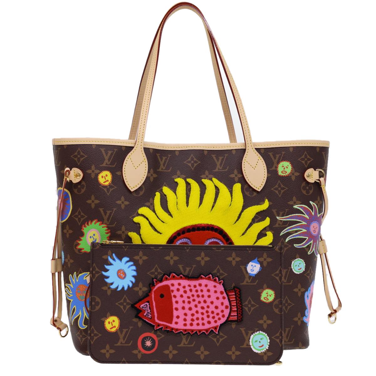 LOUIS VUITTON Yayoi Kusama Face Neverfull MM Tote Bag M46447 LV