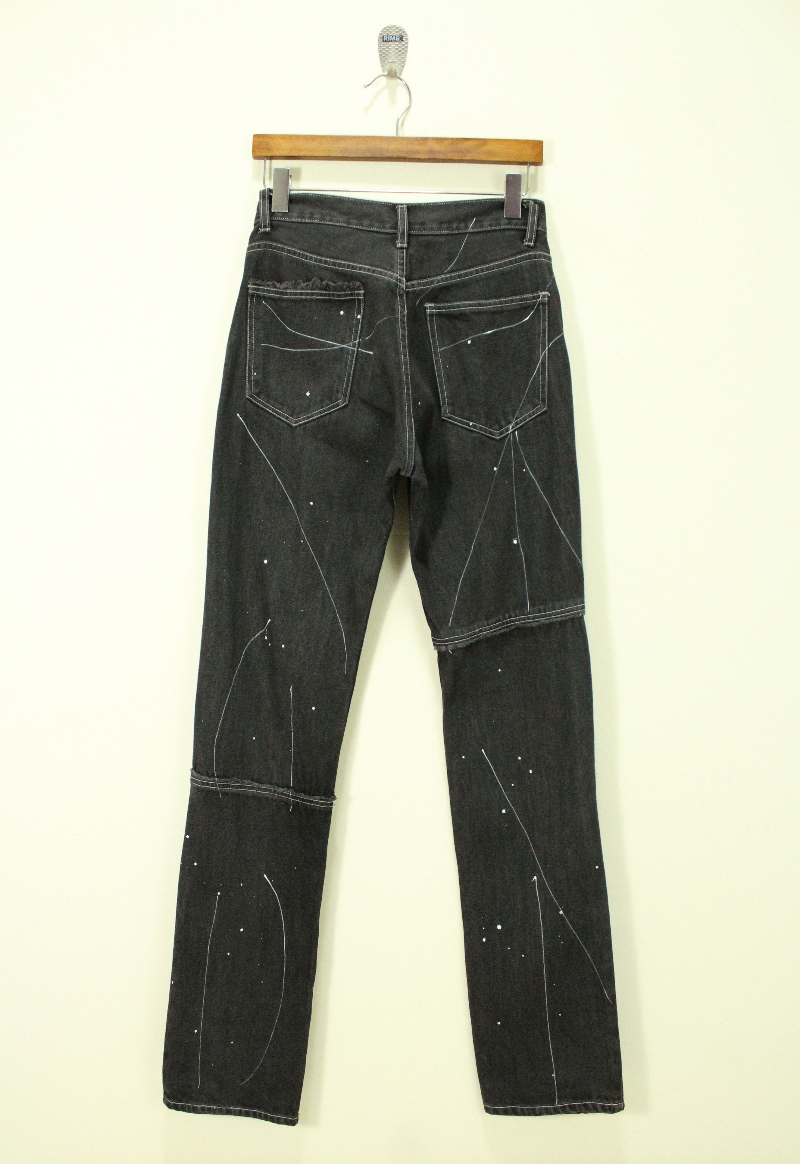 Japanese Brand VACHE Denim Jeans Patchwork Paint Splatter Black Size US 28 / EU 44 - 2 Thumbnail
