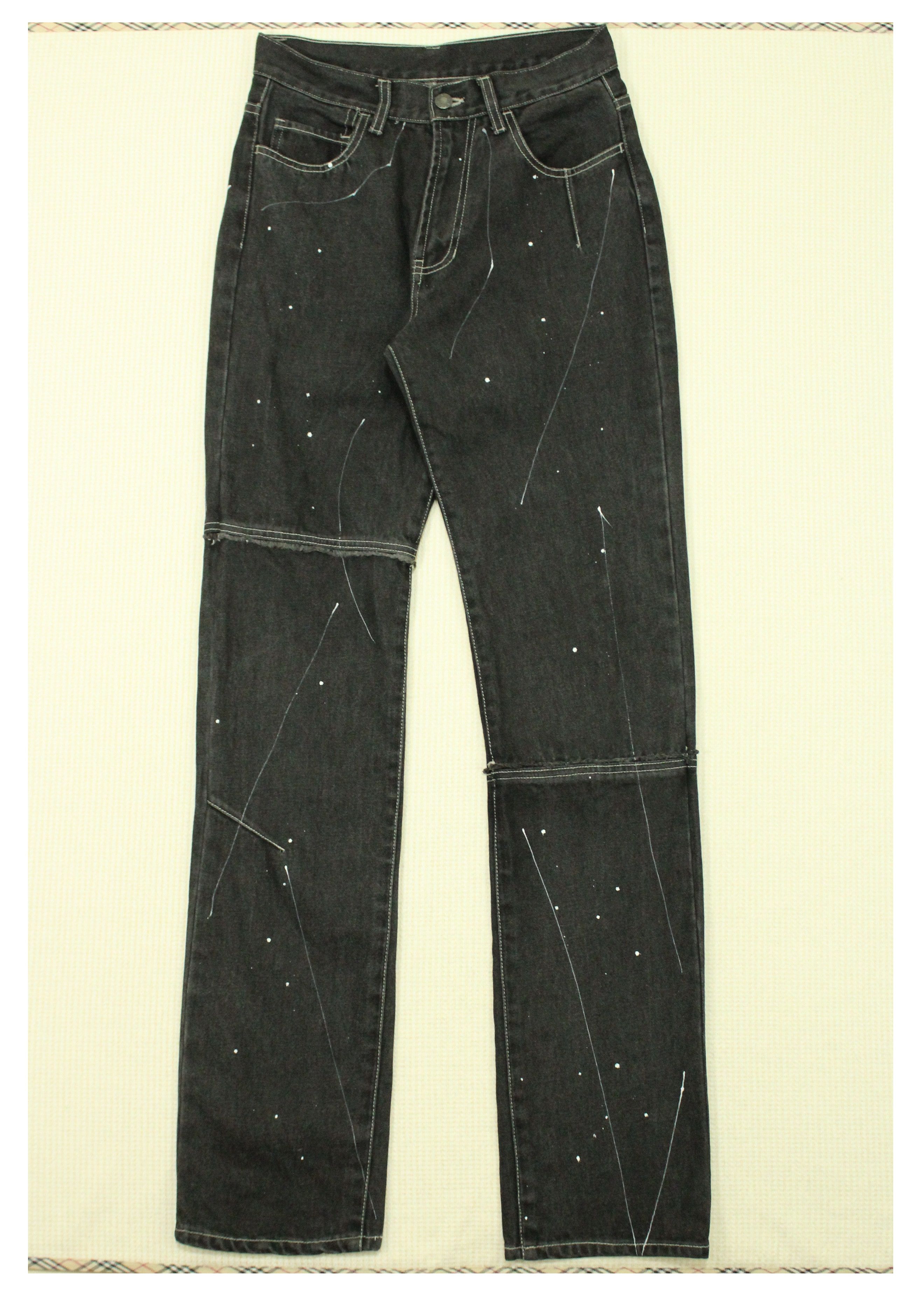 Japanese Brand VACHE Denim Jeans Patchwork Paint Splatter Black Size US 28 / EU 44 - 8 Thumbnail