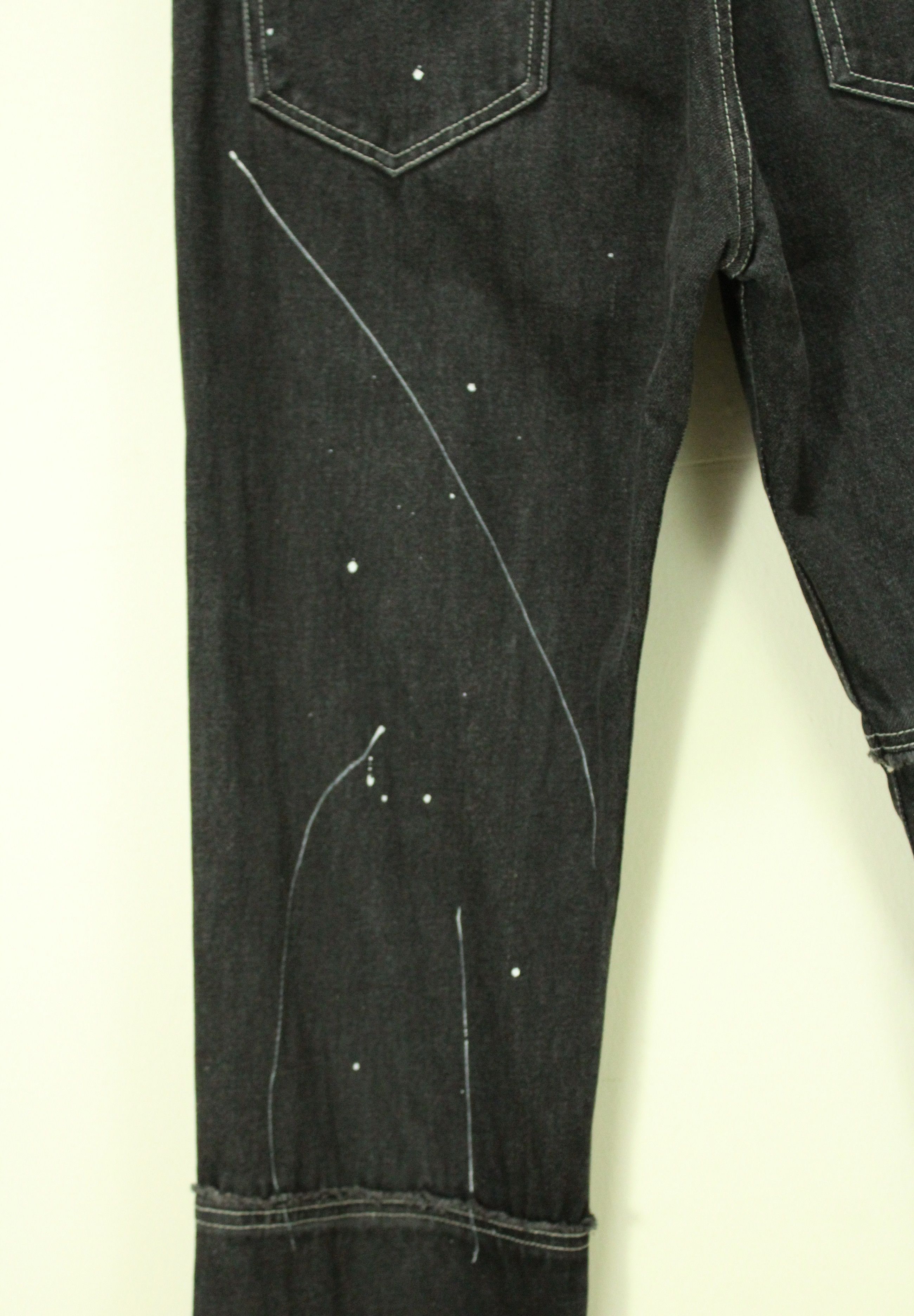 Japanese Brand VACHE Denim Jeans Patchwork Paint Splatter Black Size US 28 / EU 44 - 14 Thumbnail