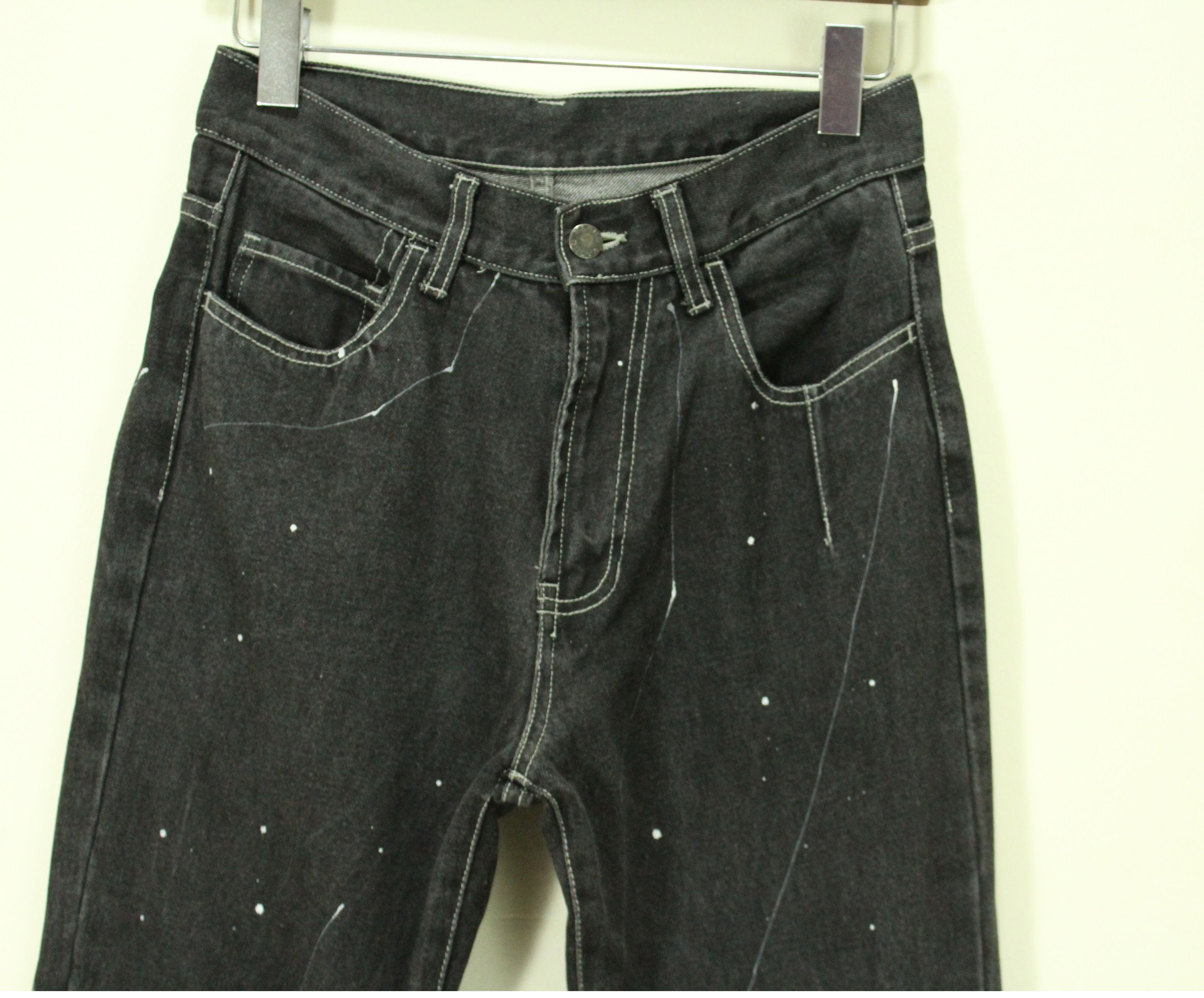 Japanese Brand VACHE Denim Jeans Patchwork Paint Splatter Black Size US 28 / EU 44 - 3 Thumbnail