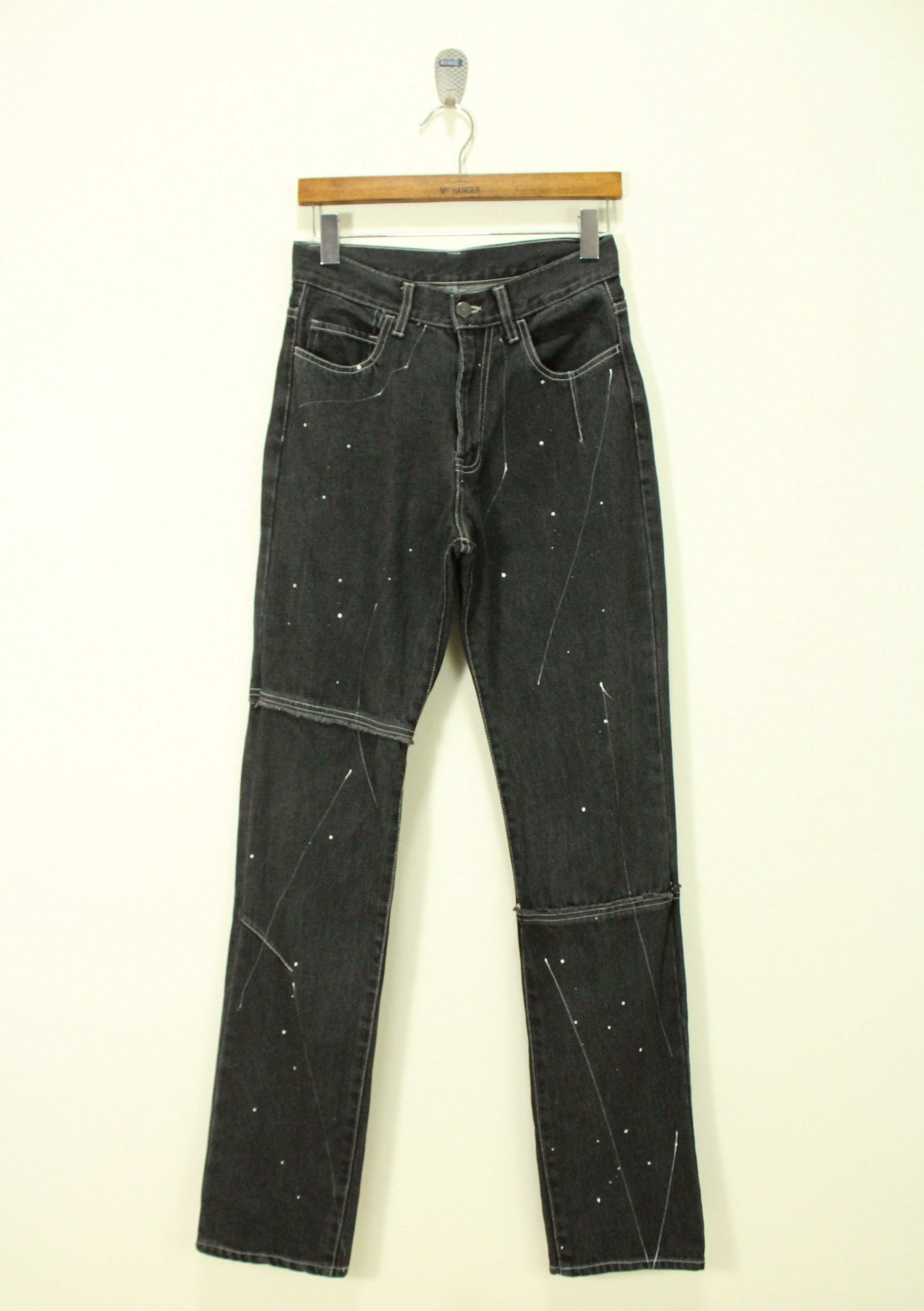 Japanese Brand VACHE Denim Jeans Patchwork Paint Splatter Black Size US 28 / EU 44 - 1 Thumbnail