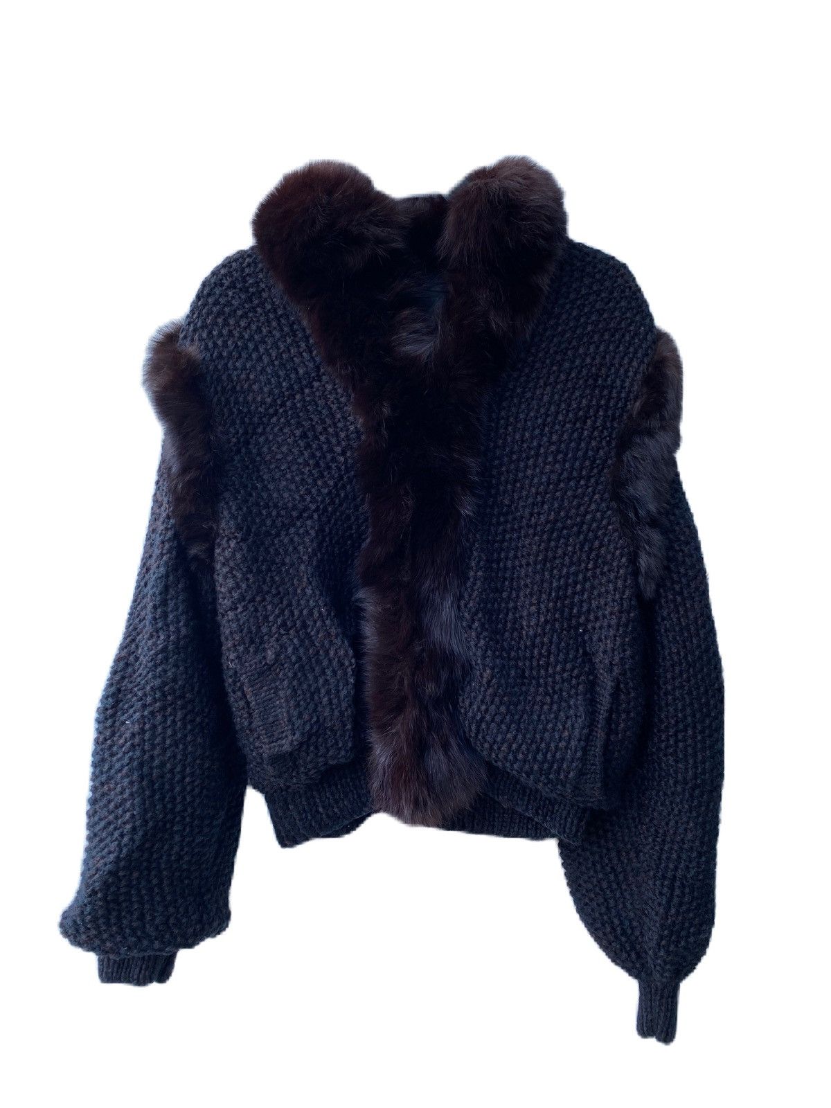 image of Mink Fur Coat Unbranded Jacket Knit Fur Jacket Luxury Style Missing Tag in Black, Women's (Size Med
