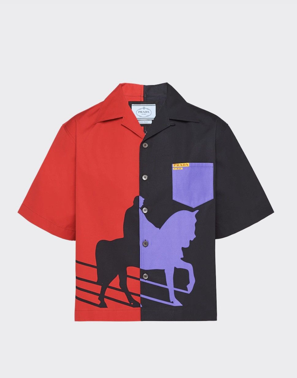 image of Fw20 Prada Double Match Short Sleeve Shirt in Black, Men's (Size Medium)