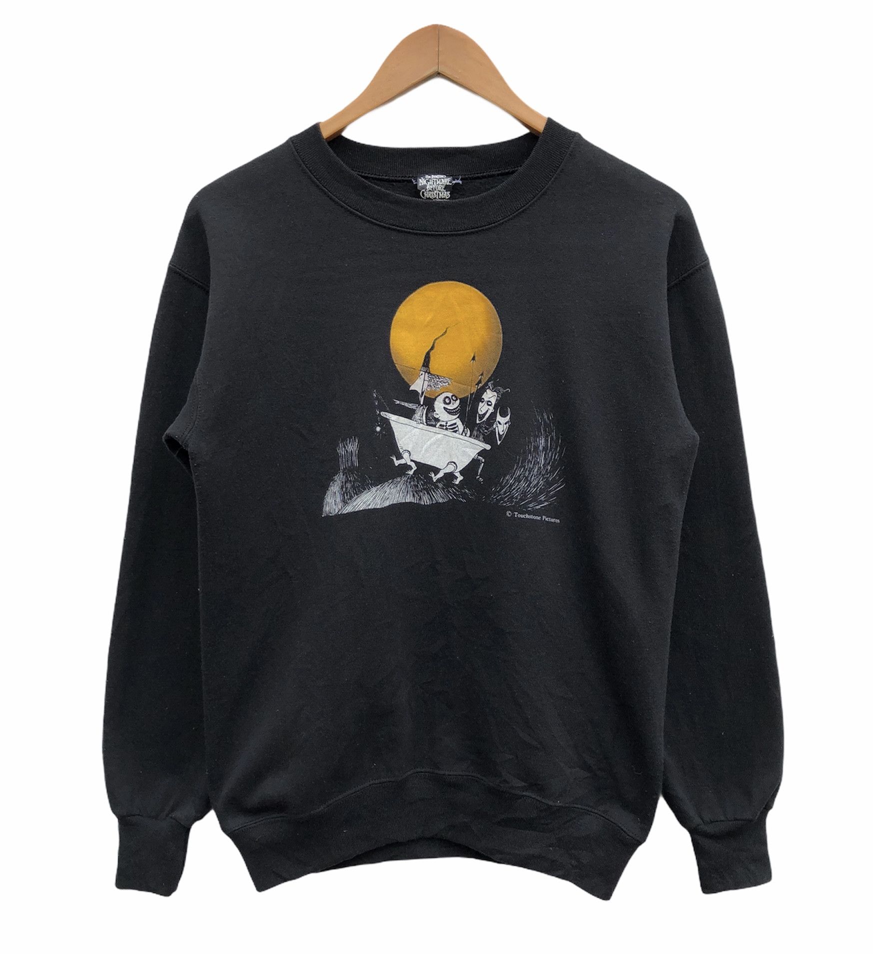 image of Disney x Movie Vintage Nightmare Before Christmas Sweatshirt in Black, Men's (Size Small)