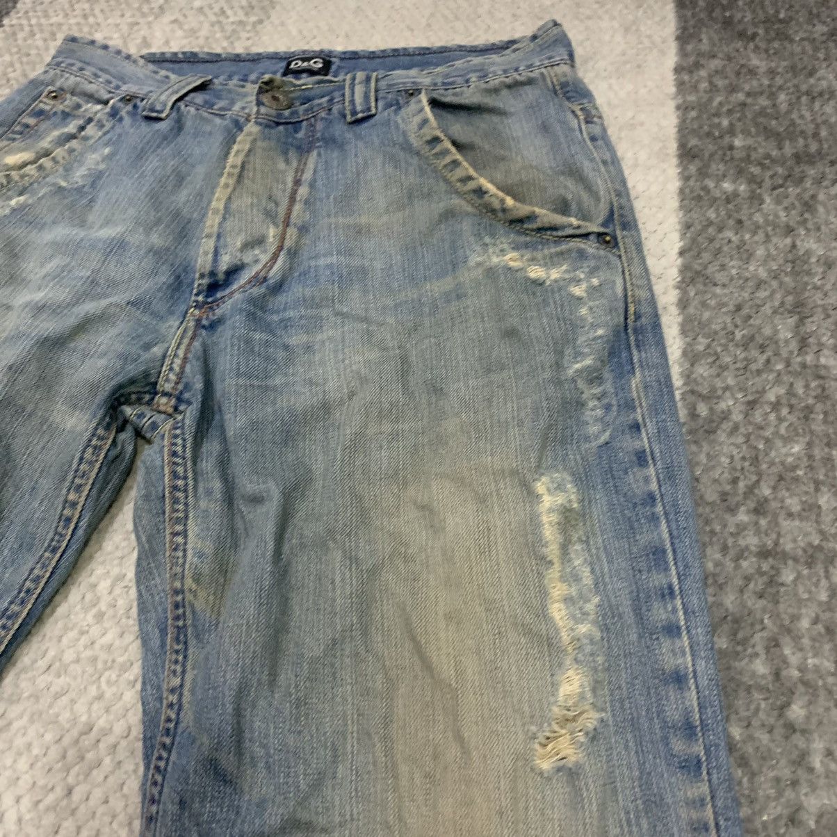 Dolce & Gabbana DOLCE&GABBANA Vtg Spellout Big Logo Disstressed Denim Jeans Size US 30 / EU 46 - 7 Thumbnail
