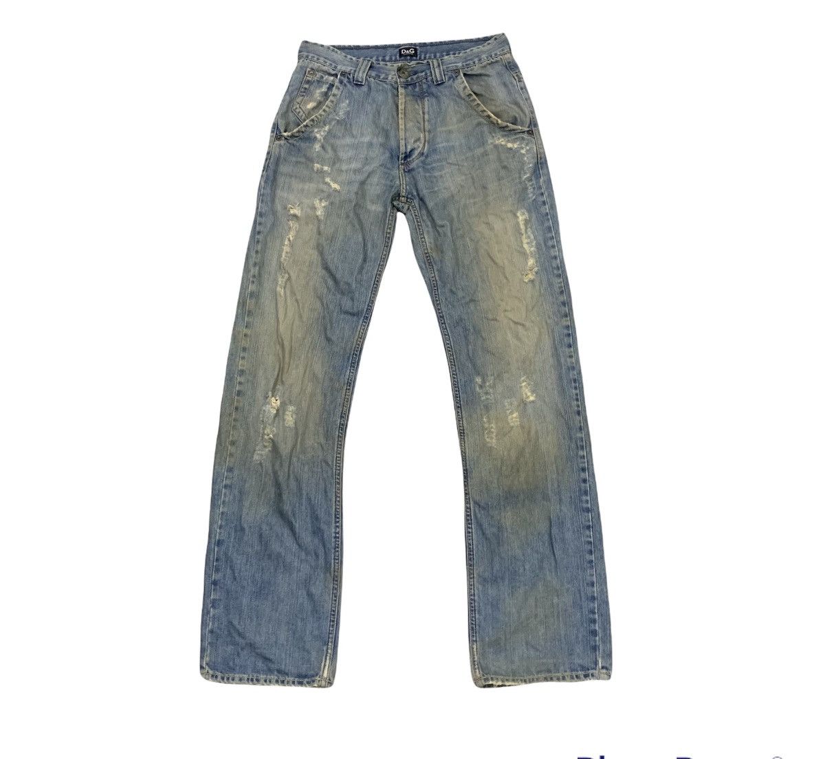 Dolce & Gabbana DOLCE&GABBANA Vtg Spellout Big Logo Disstressed Denim Jeans Size US 30 / EU 46 - 1 Thumbnail