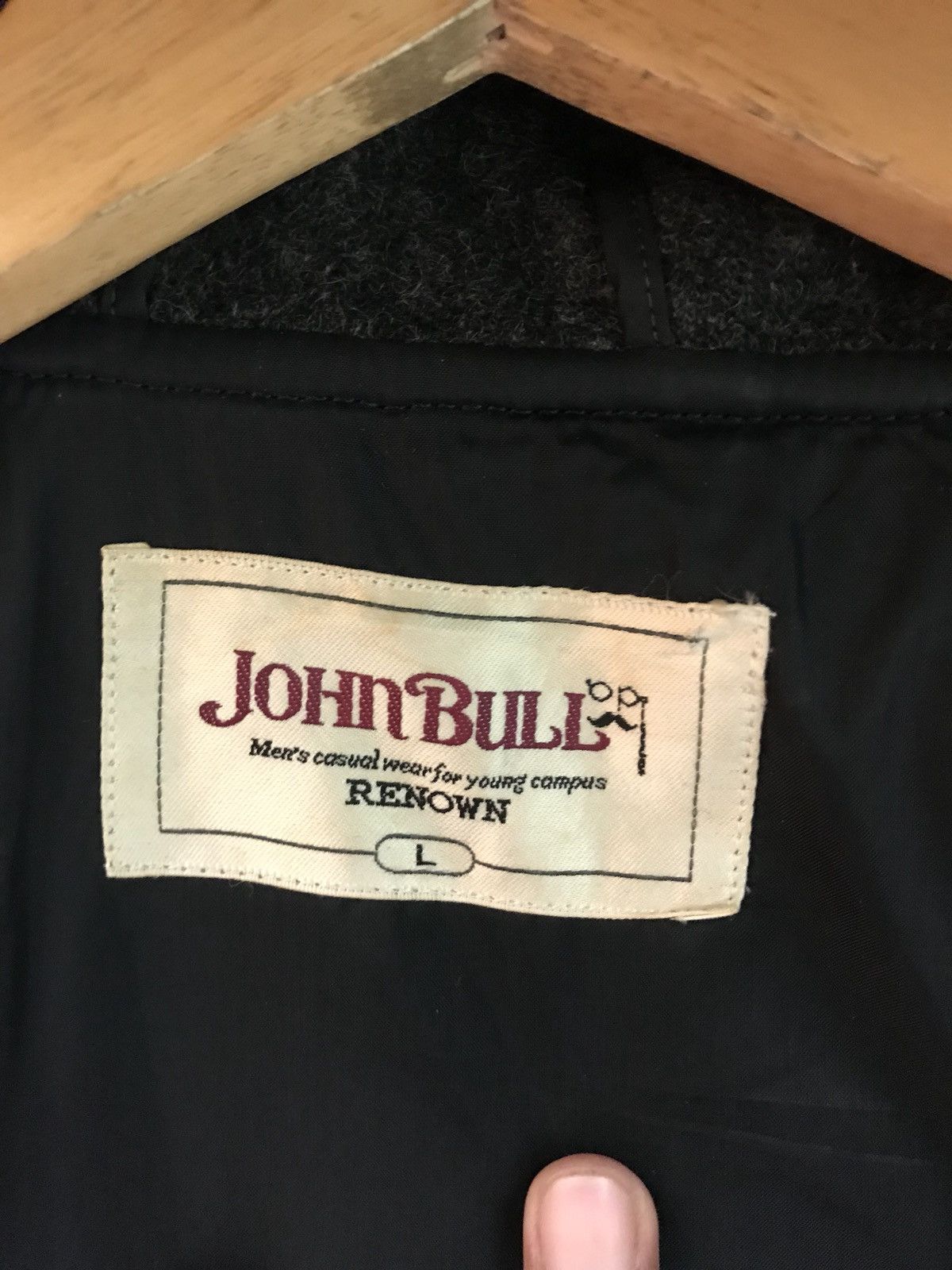Johnbull Vintage John Bull Wool Long Coat Leather Part Made In Japan Size US L / EU 52-54 / 3 - 9 Thumbnail