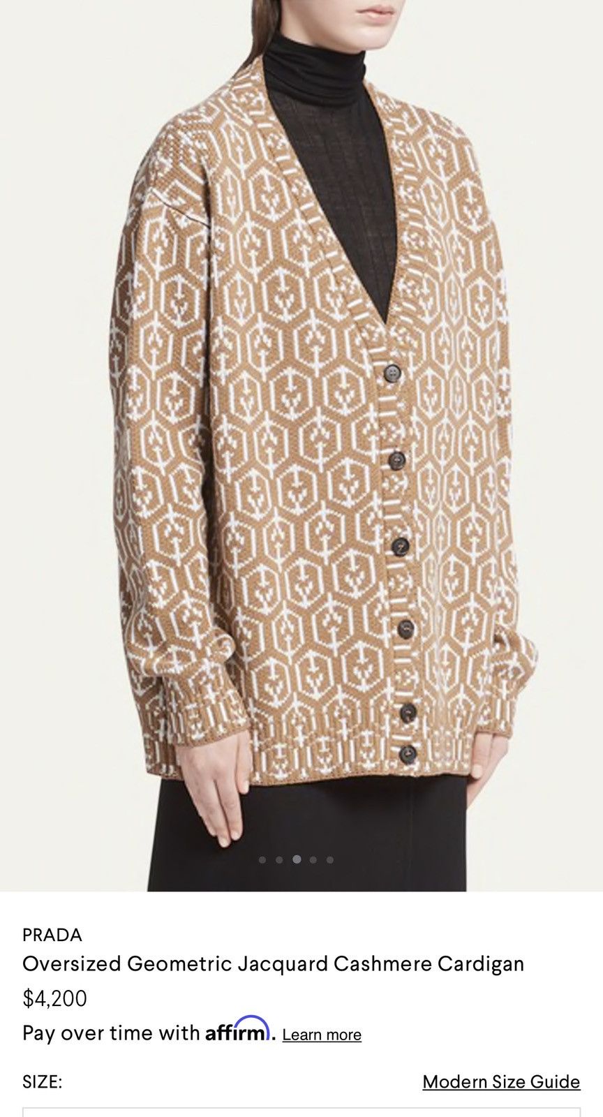 Prada 4.2k Prada Oversized Geometric Jacquard Cashmere Cardigan Size US L / EU 52-54 / 3 - 8 Thumbnail