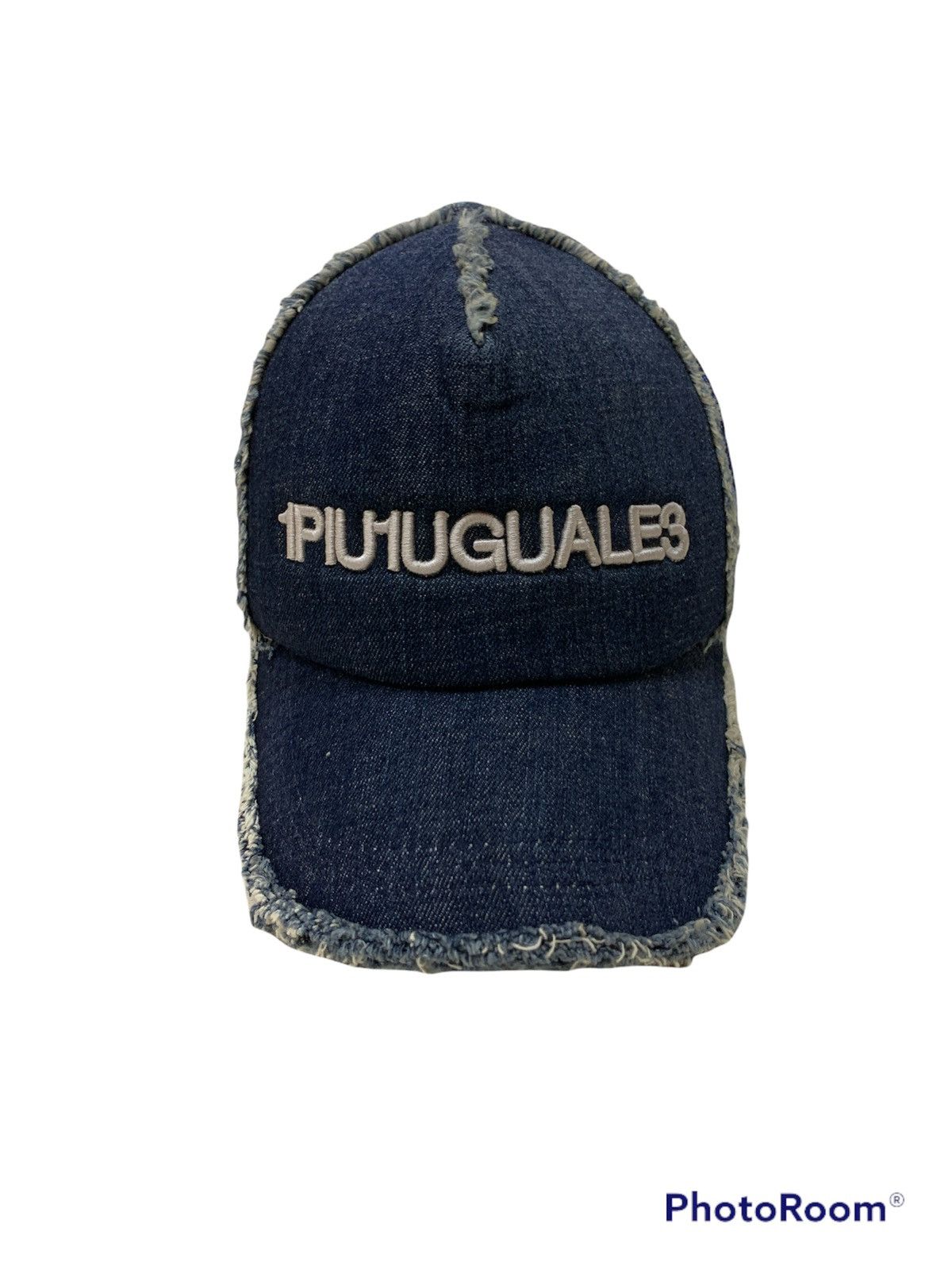 1PIU1UGUALE3 DENIM DESTROYED TRUCKER CAP HAT