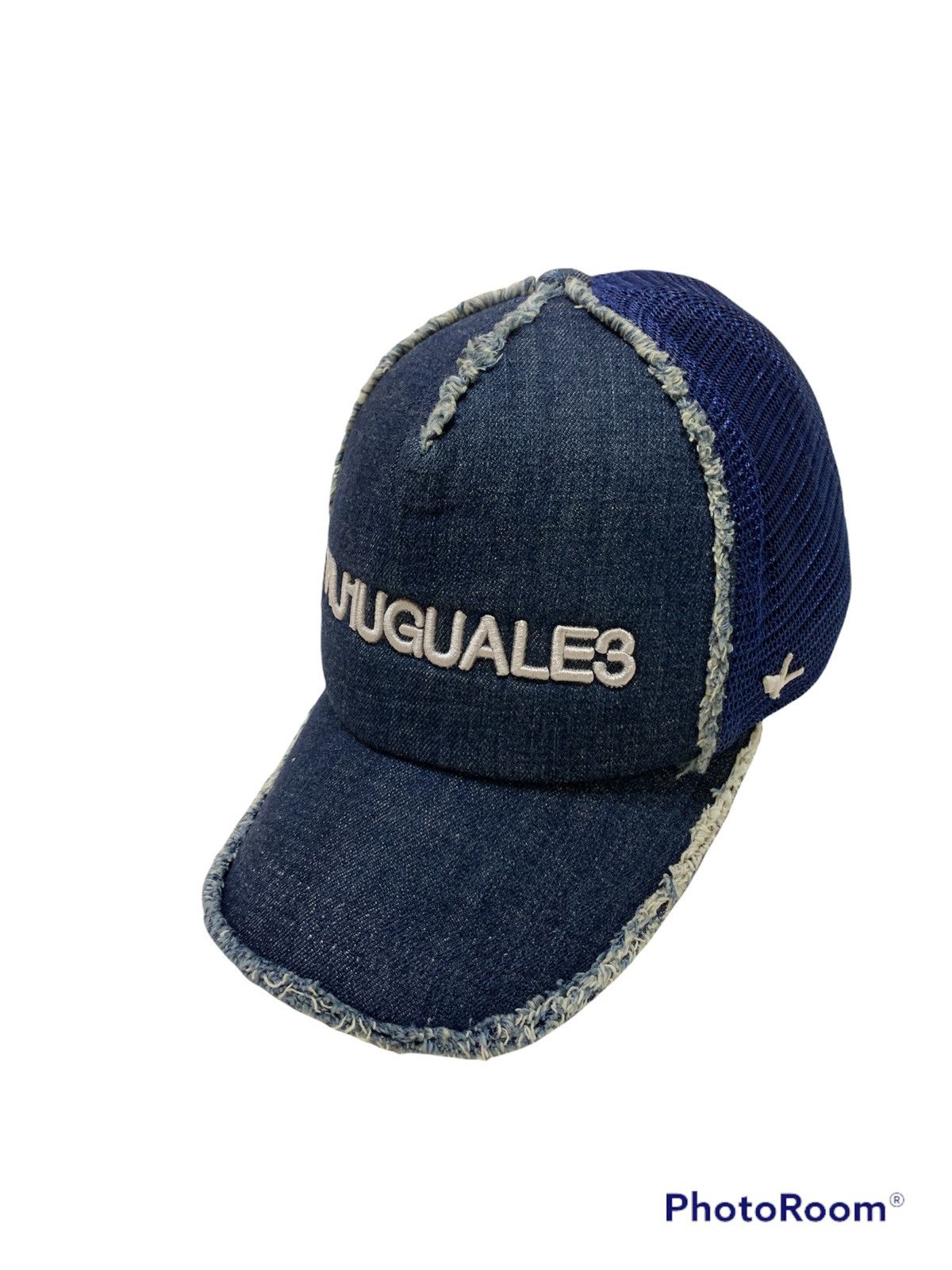 1PIU1UGUALE3 DENIM DESTROYED TRUCKER CAP HAT