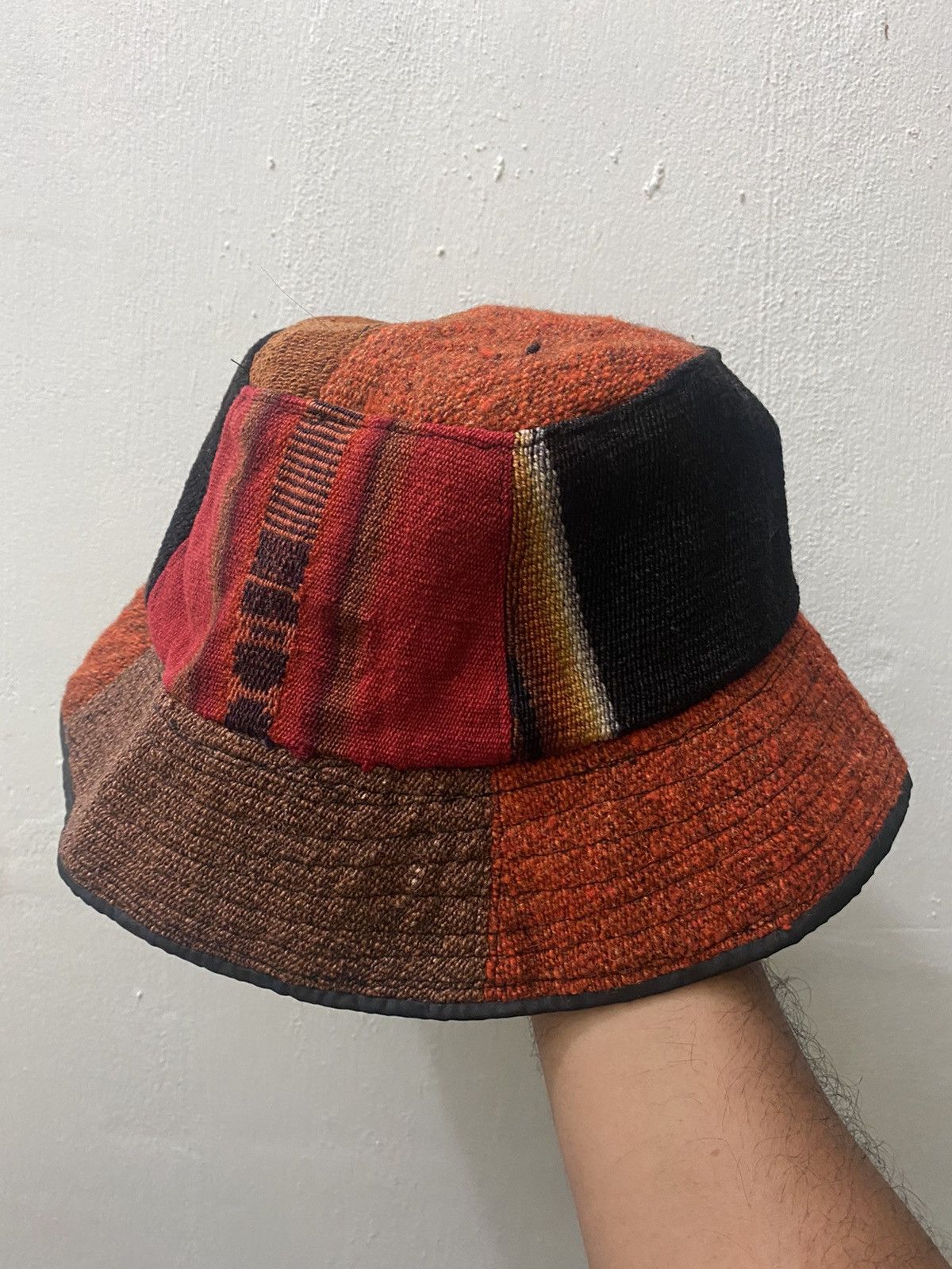 Japanese Brand VTG Woolen Hippie Pattern Bucket Hat Size ONE SIZE - 2 Thumbnail