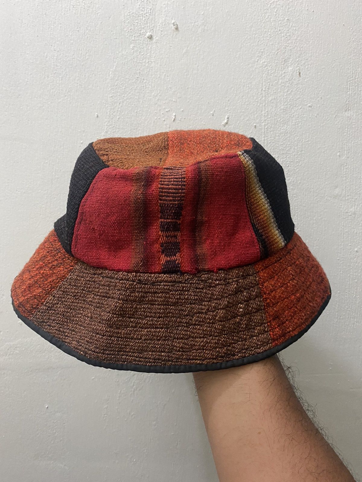 Japanese Brand VTG Woolen Hippie Pattern Bucket Hat Size ONE SIZE - 1 Thumbnail