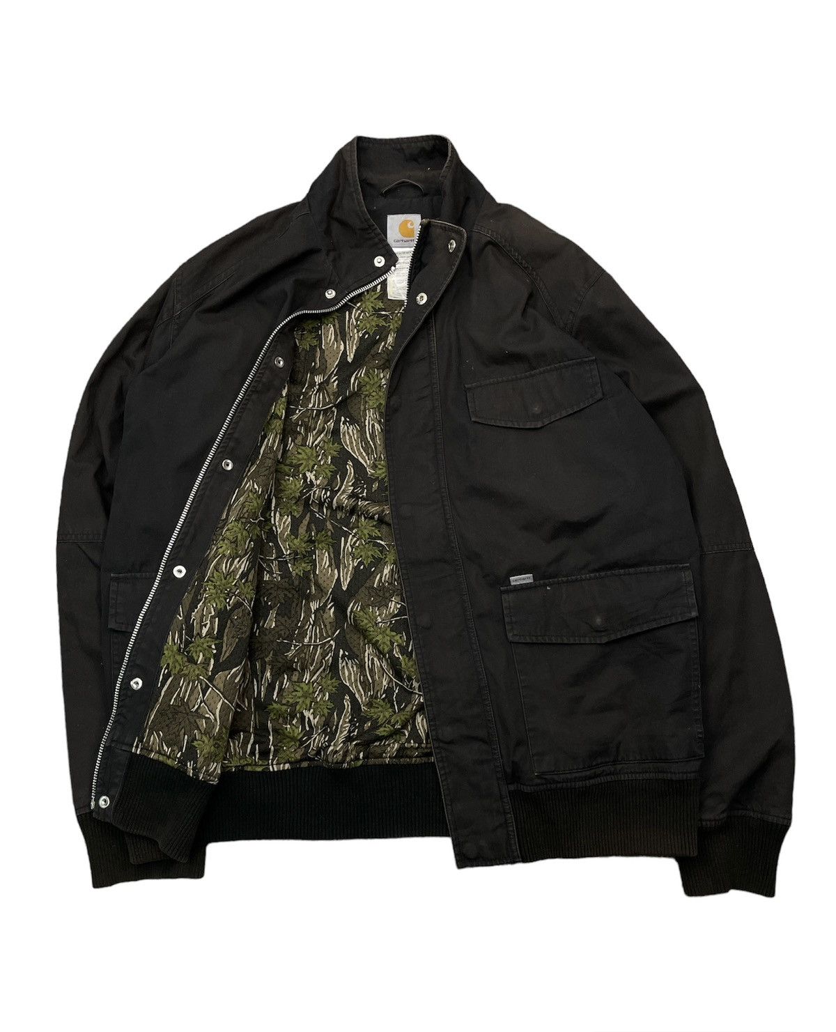 image of Sunfaded Carhartt M65 Jacket Mossy Oak Lined in Dark Brown, Men's (Size 2XL)