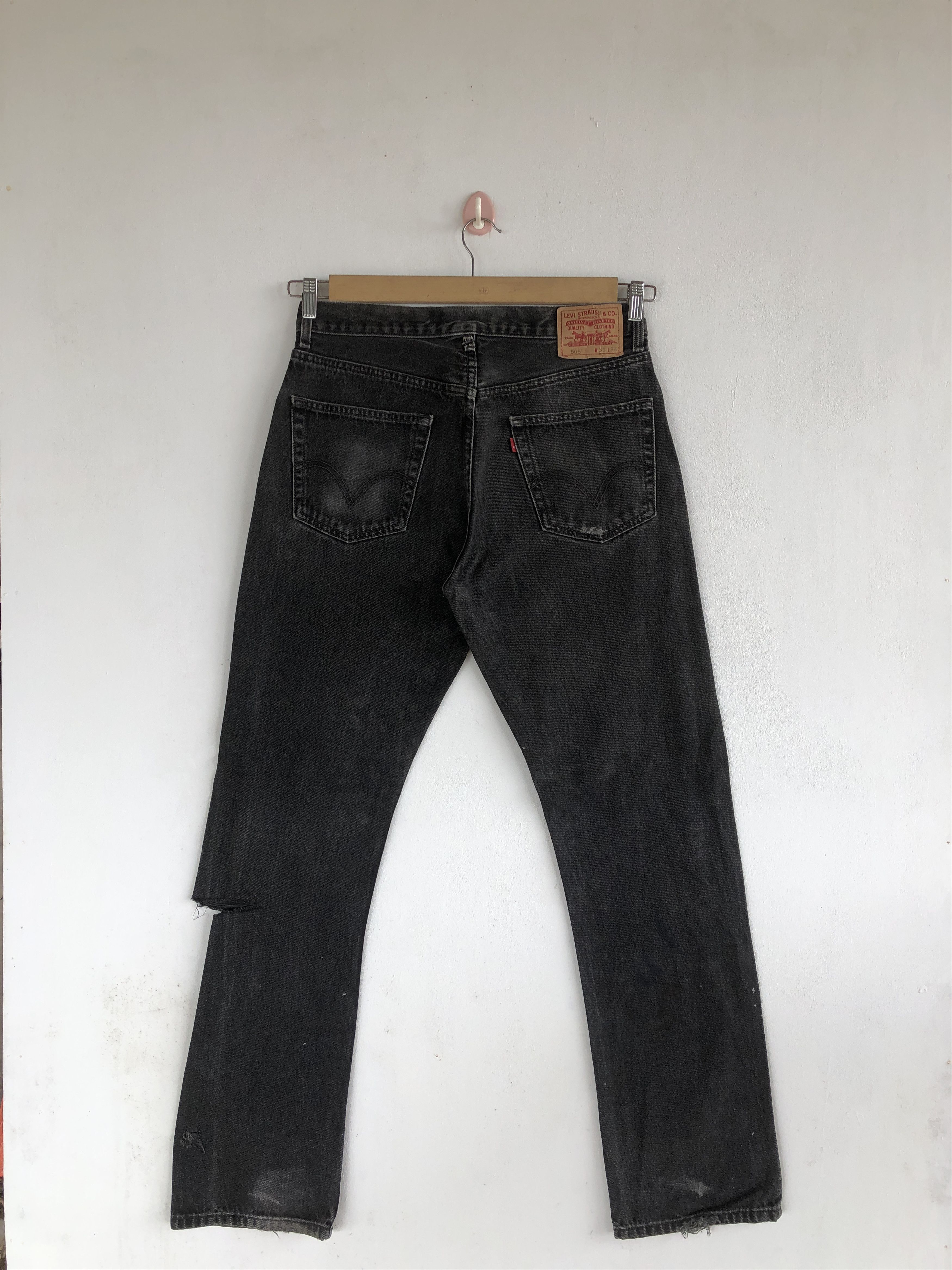 Levi's Vintage Levis Jeans Faded Black Levi's 505 Distressed Denim Size US 30 / EU 46 - 2 Thumbnail