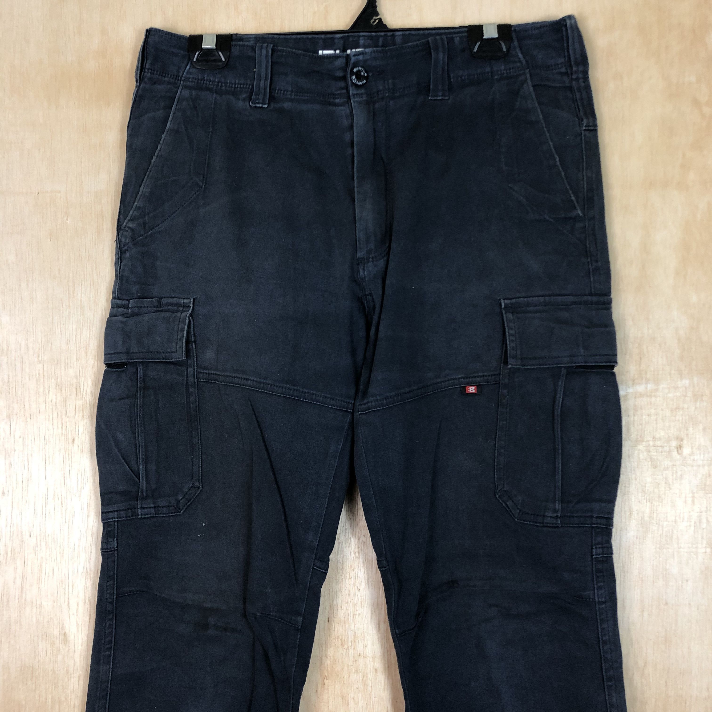 Japanese Brand DLL Burtle WorkWear Blue black multipocket Cargo Pants #c065 Size US 31 - 2 Thumbnail