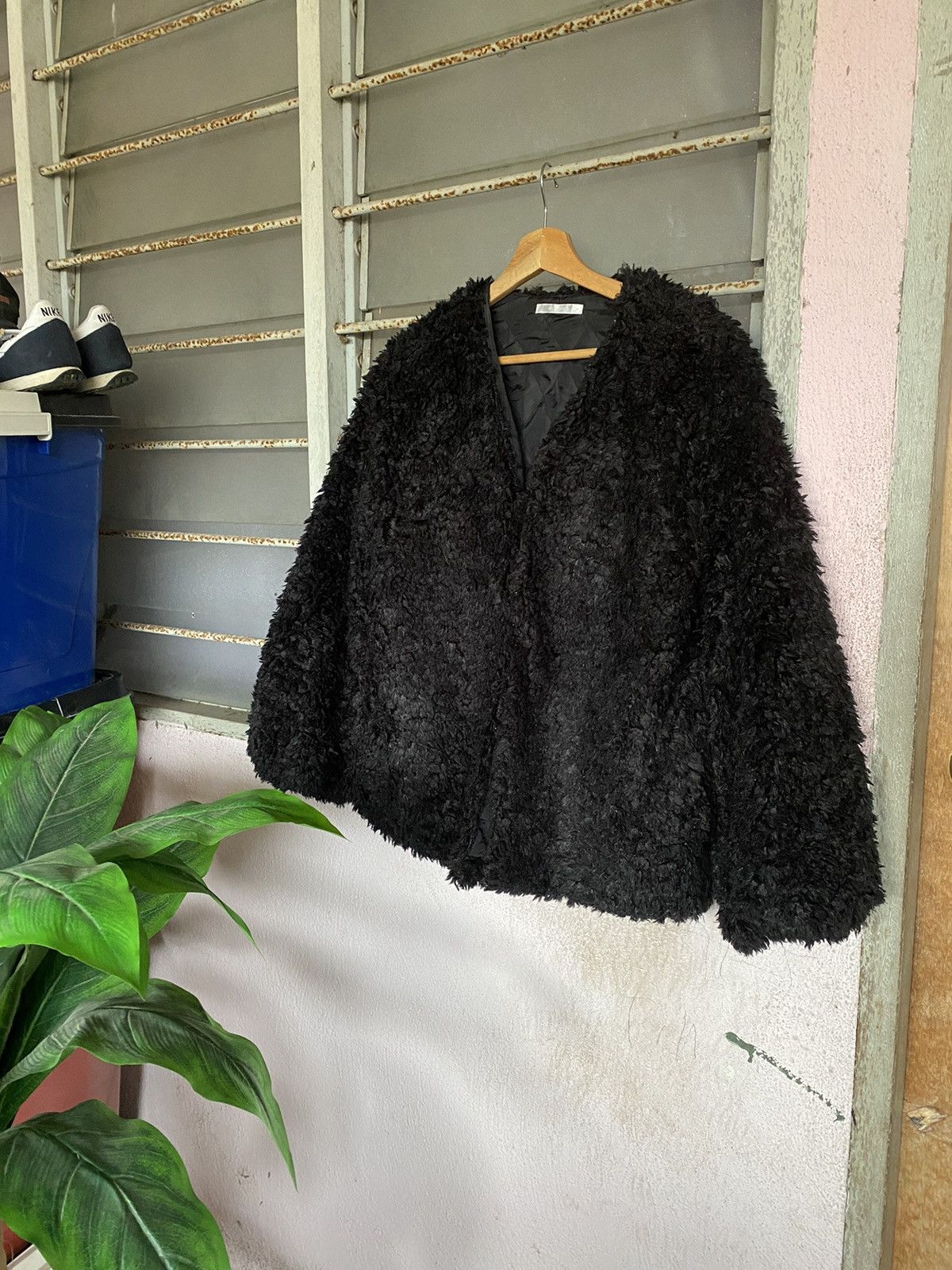 image of Cardigan x Mink Fur Coat Retro Girl Faux Fur Quilted in Black, Women's (Size Medium)