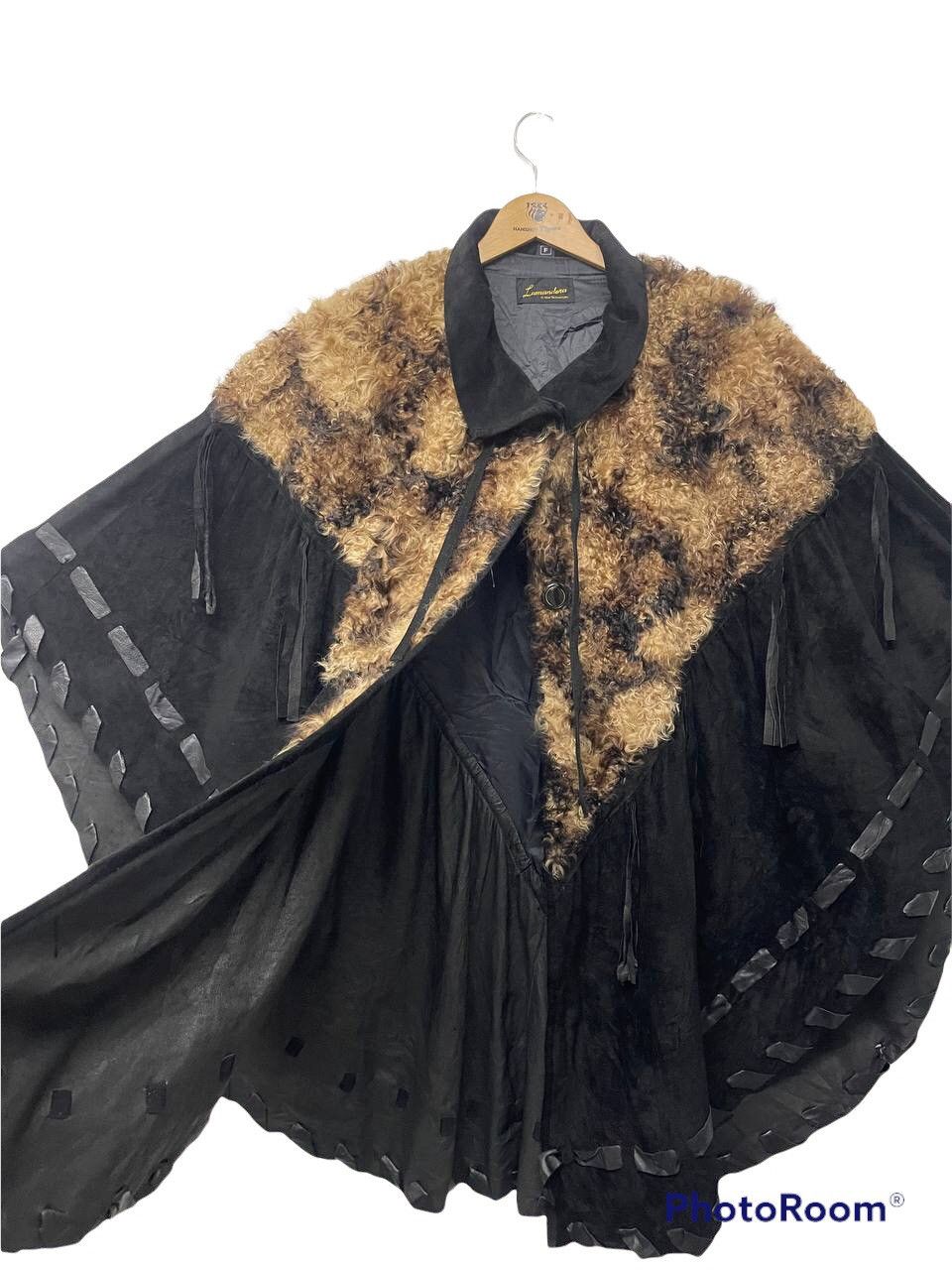 Japanese Brand Vintage Japanese Brand Lamandora Fur Leather Cape/Ponco Size US XL / EU 56 / 4 - 8 Thumbnail