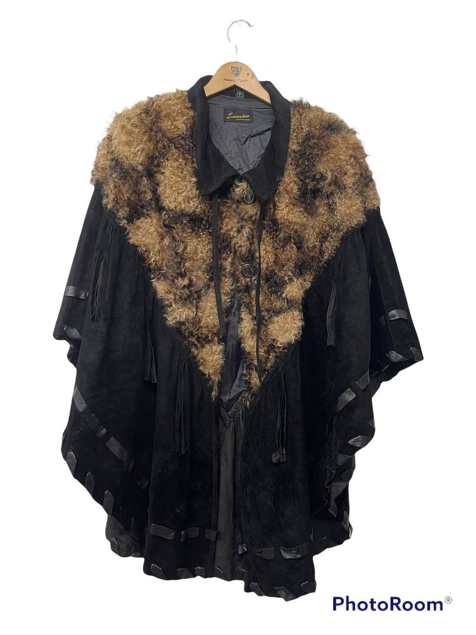 Japanese Brand Vintage Japanese Brand Lamandora Fur Leather Cape/Ponco Size US XL / EU 56 / 4 - 6 Thumbnail
