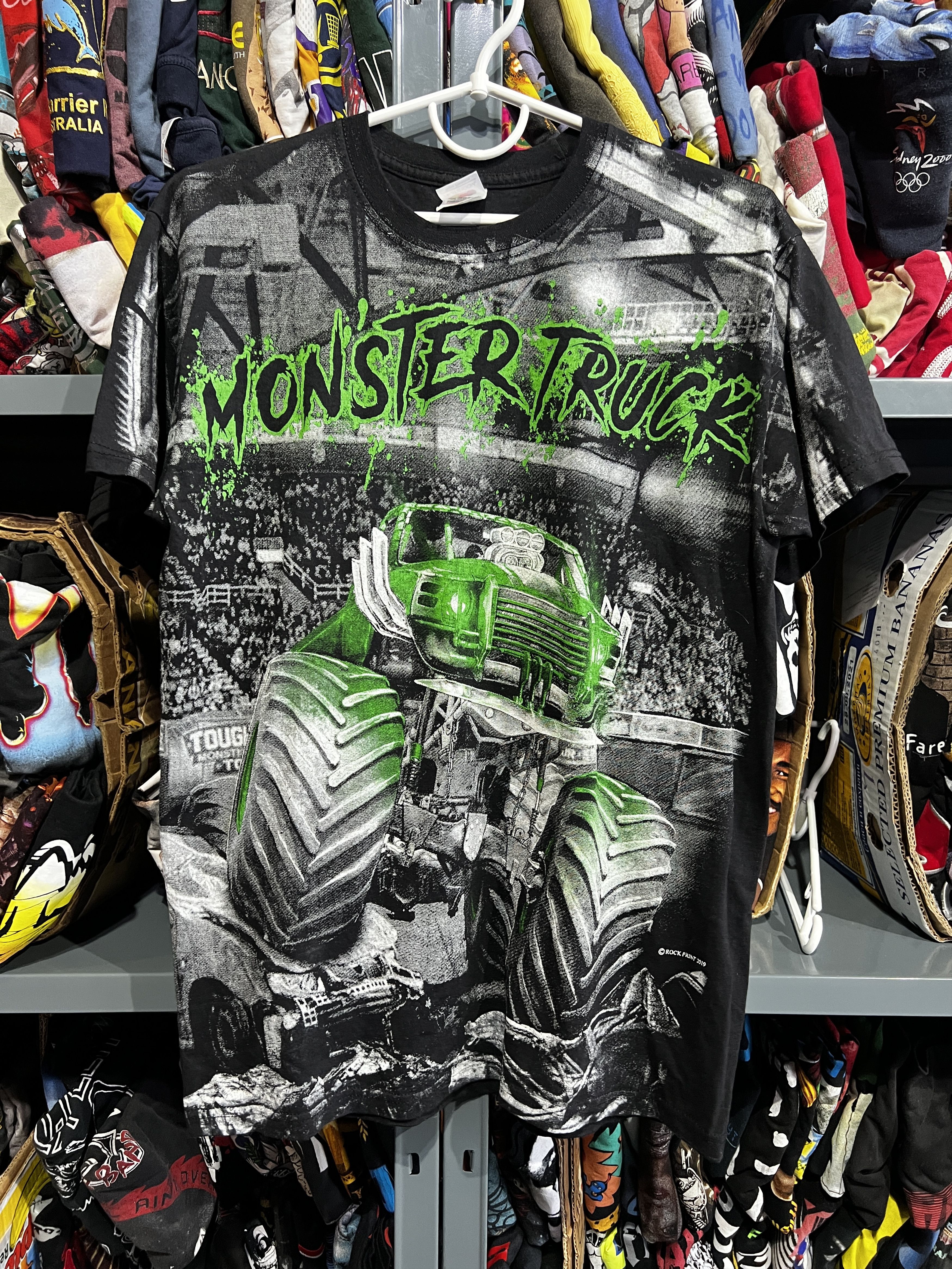 Vintage Monster Truck Racing T Shirt Size M overprint