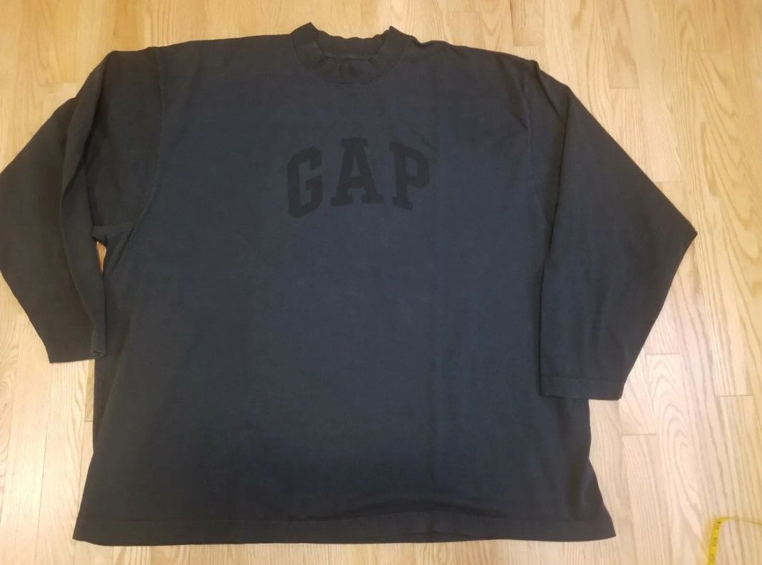 Image of Yeezy Gap Balenciaga Dove Longsleeve Tee in Washed Black, Men's (Size 2XL)