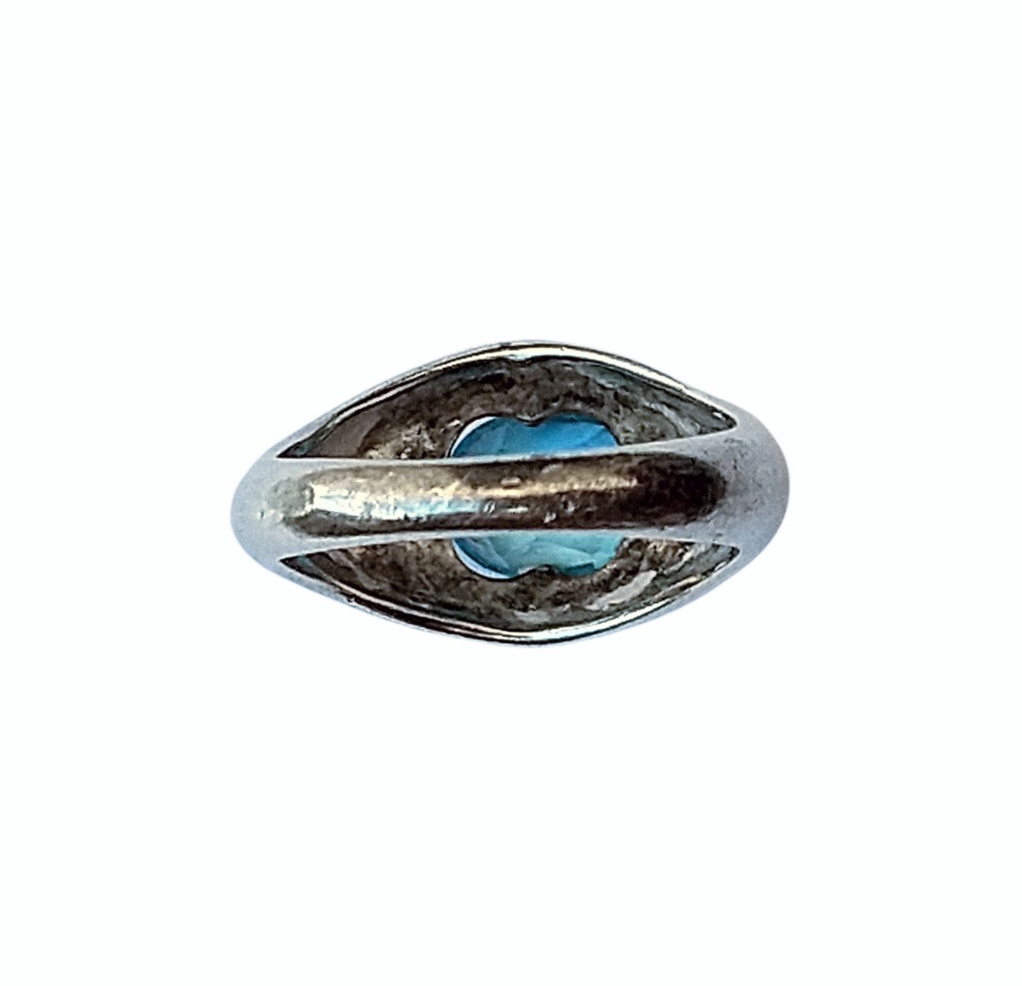 Jewelry Vintage Sterling Silver Ring Size 5.75 Blue Topaz Modernist Size ONE SIZE - 7 Thumbnail