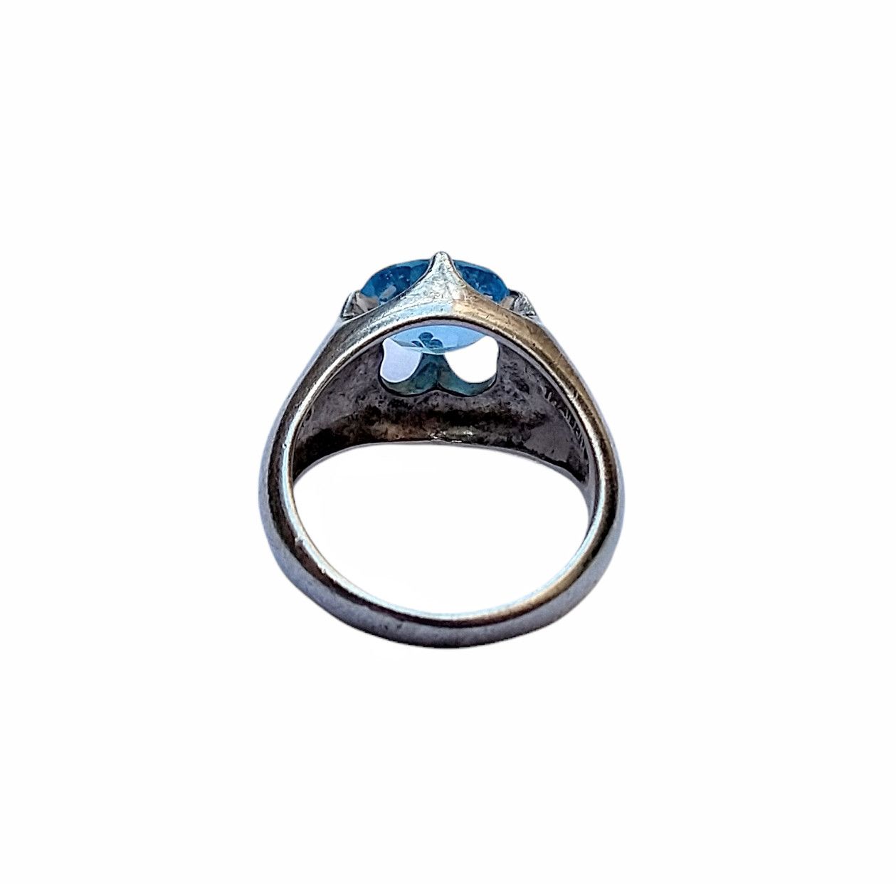 Jewelry Vintage Sterling Silver Ring Size 5.75 Blue Topaz Modernist Size ONE SIZE - 6 Thumbnail