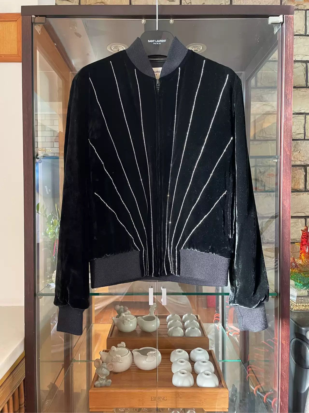 Saint Laurent Paris Saint Laurent Rhinestone ray Velvet jacket