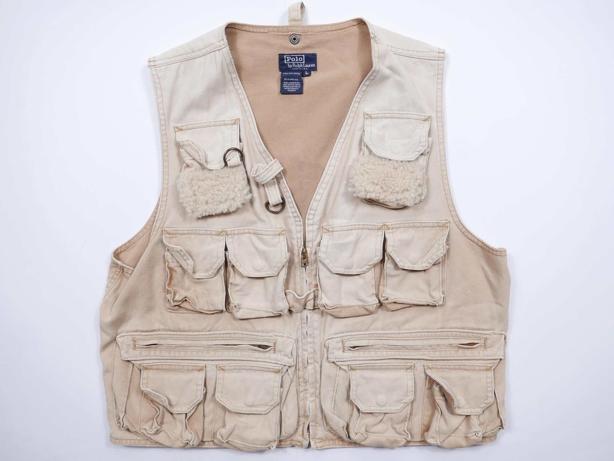 Ralph Lauren Fishing Cargo Utility Safari Vest Womens Size L Sleeveless  Vintage