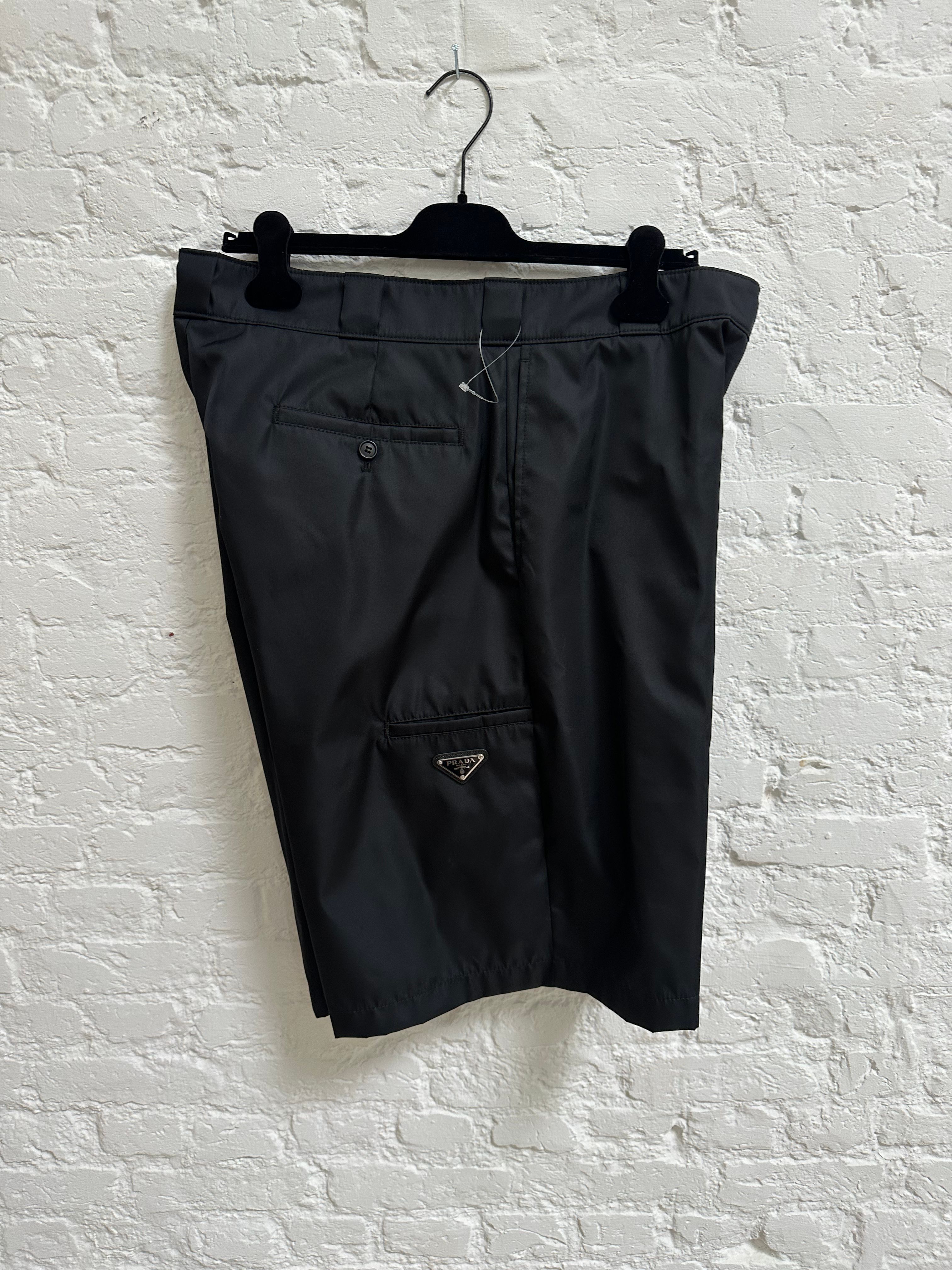 Pre-owned Prada Re Nylon Shorts Size 50 In Black