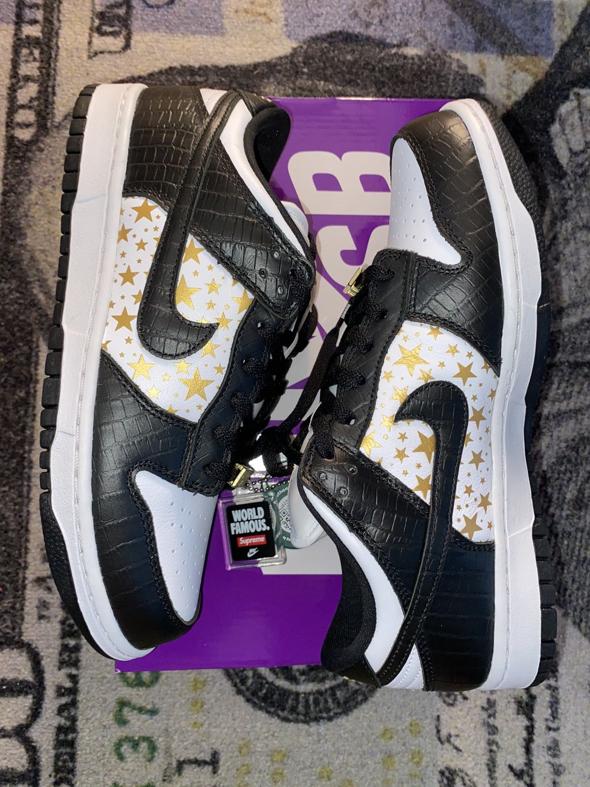 image of Nike Sb Dunk Low Supreme Stars Black (2021) Shoes, Men's (Size 8)