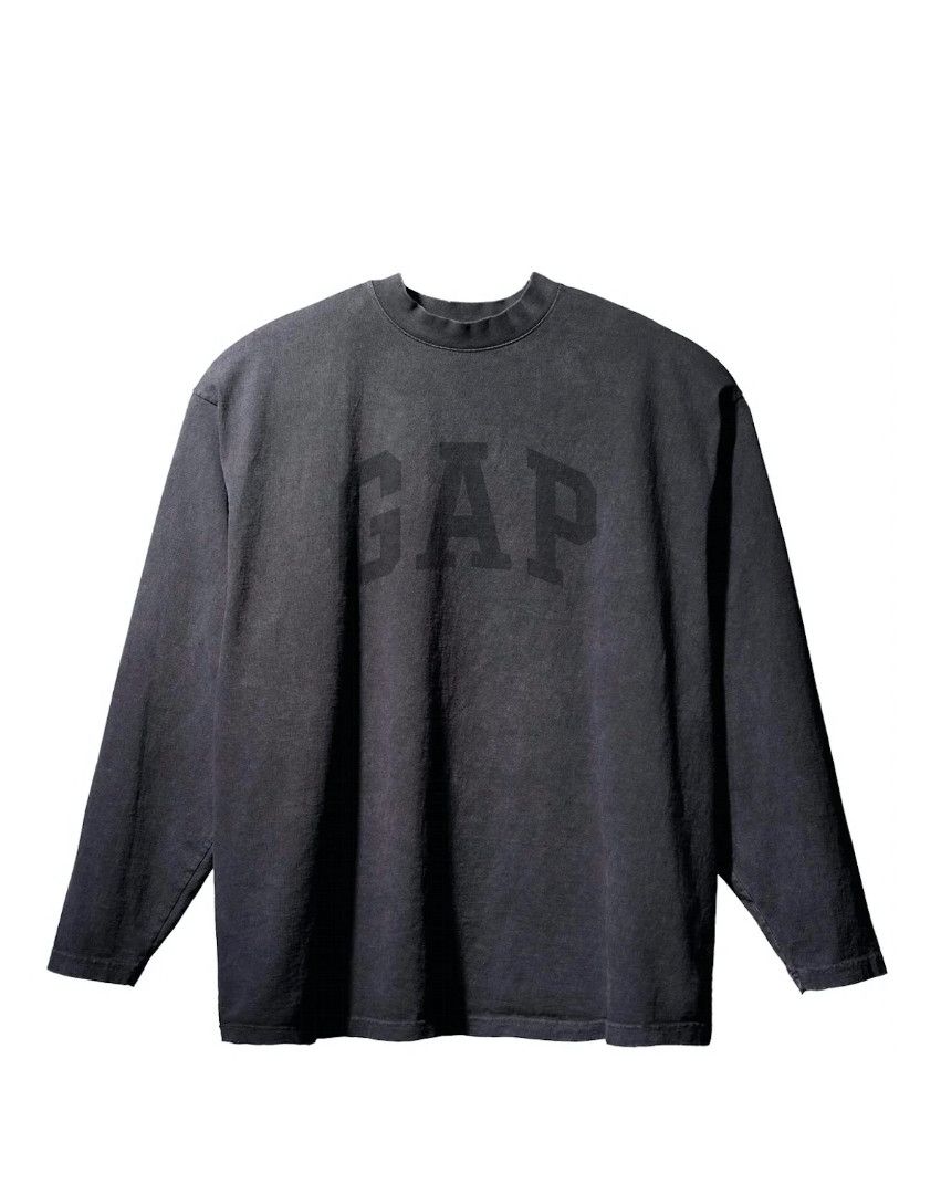 image of Yeezy × Gap × Balenciaga Dove Longsleeve Tee in Washed Black, Men's (Size XL)