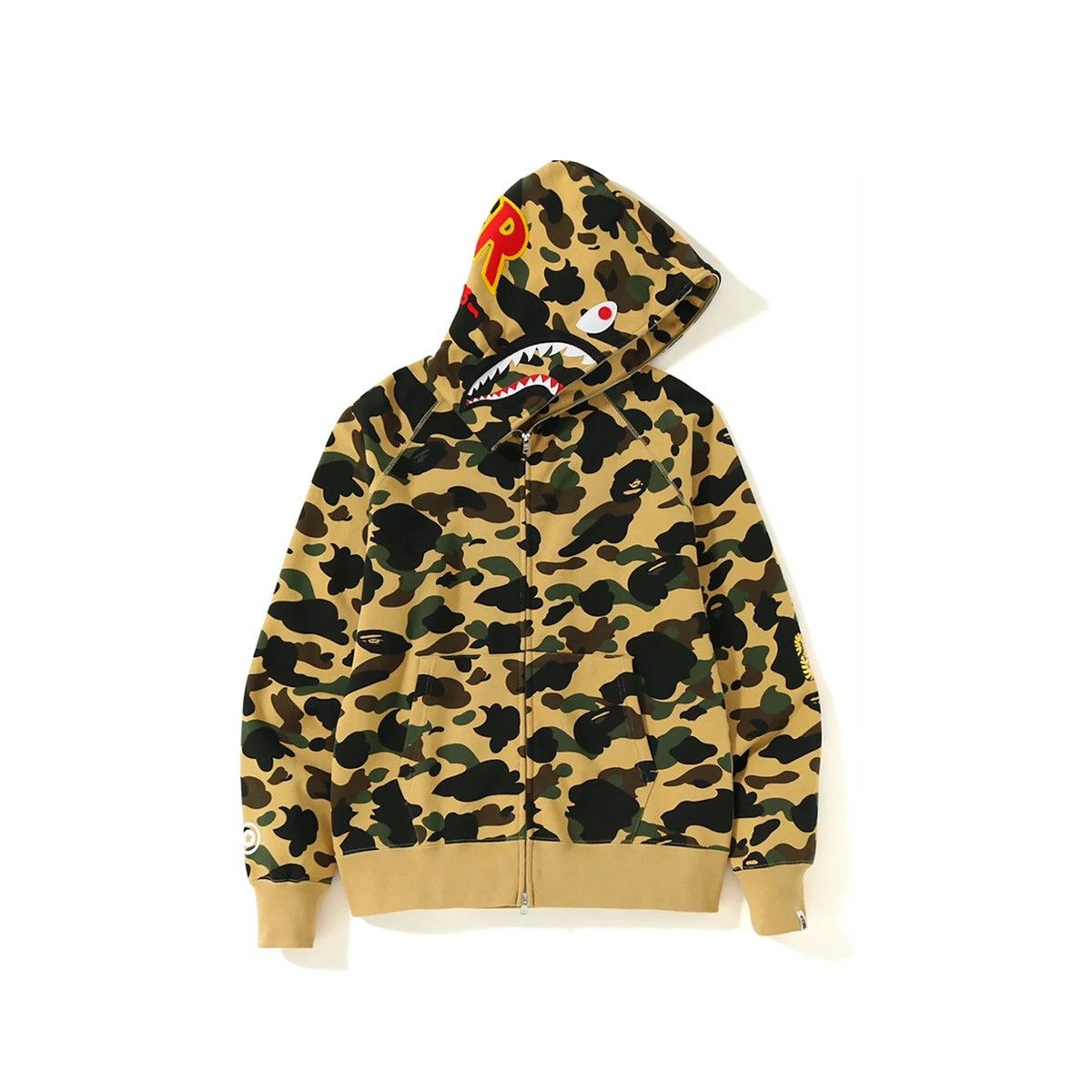 Bape BAPE 1st Camo PONR Shark Full Zip Hoodie Yellow Size US M / EU 48-50 / 2 - 1 Thumbnail