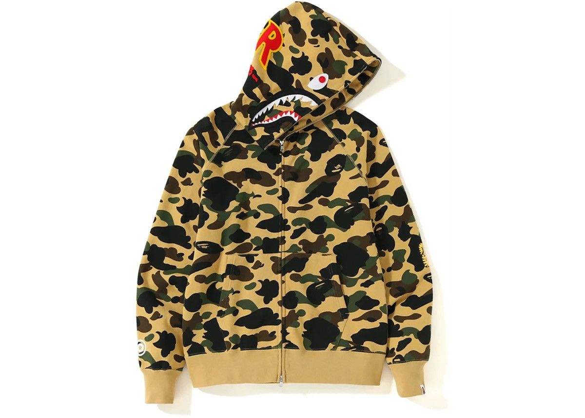 Bape BAPE 1st Camo PONR Shark Full Zip Hoodie Yellow Size US M / EU 48-50 / 2 - 2 Thumbnail