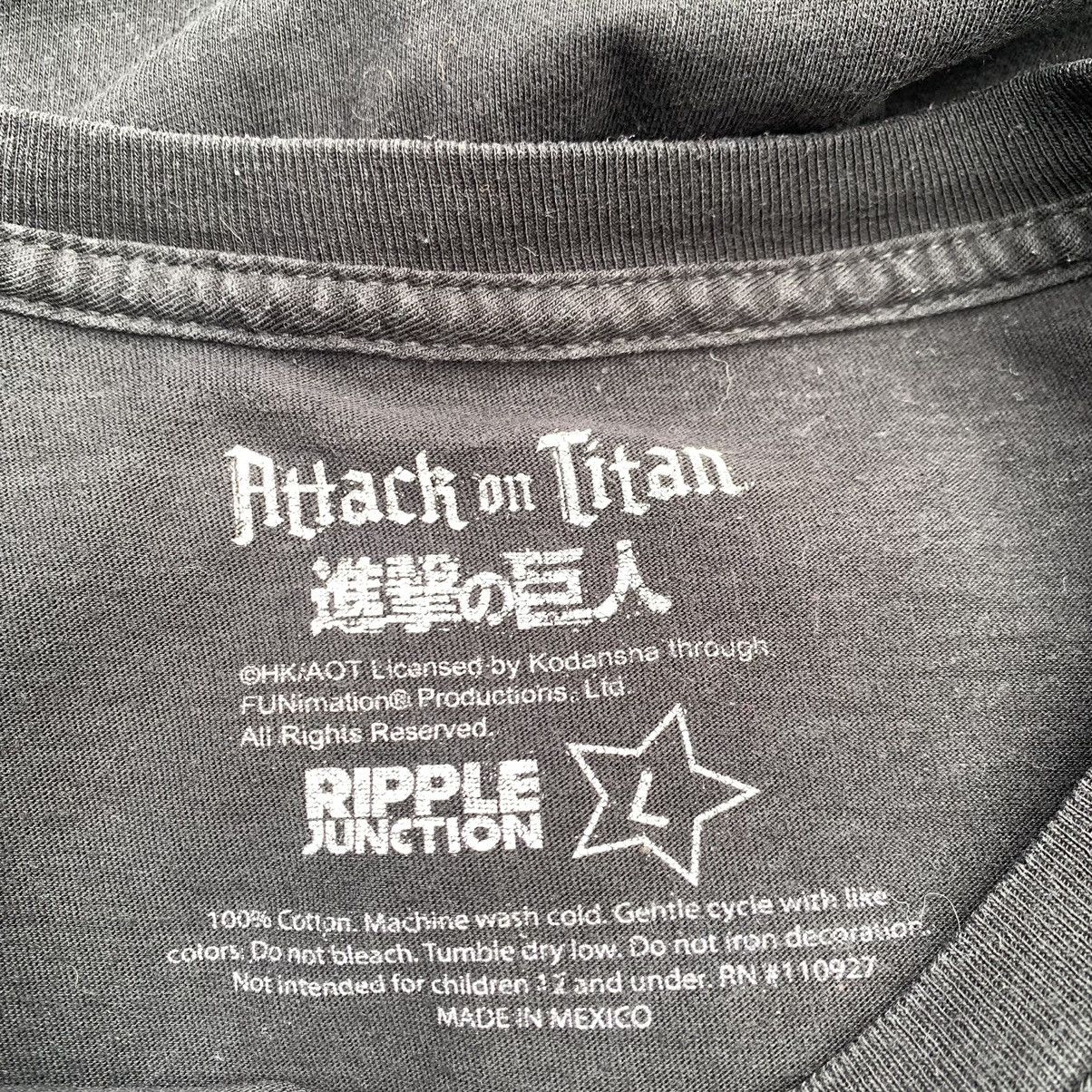 Anime Thrashed Faded Attack On Titan Japanese Animated Series Tee Size US L / EU 52-54 / 3 - 5 Thumbnail