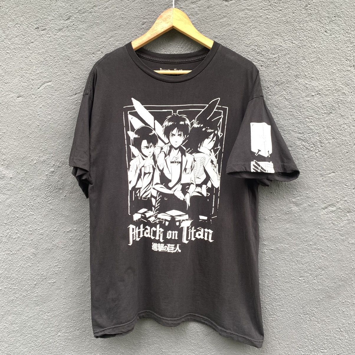 Anime Thrashed Faded Attack On Titan Japanese Animated Series Tee Size US L / EU 52-54 / 3 - 1 Thumbnail