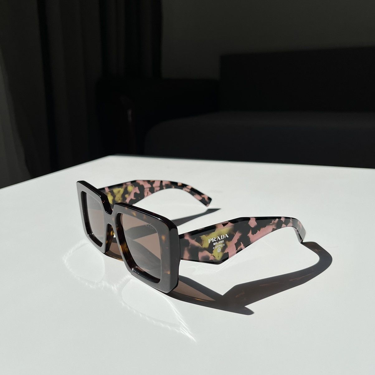 image of Prada Oversized Symbol Sunglasses Spr 23Y in Brown, Men's