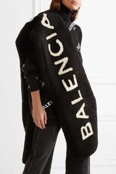 Balenciaga *3k* Balenciaga XL Real Fur Logo Scarf Size ONE SIZE - 1 Thumbnail