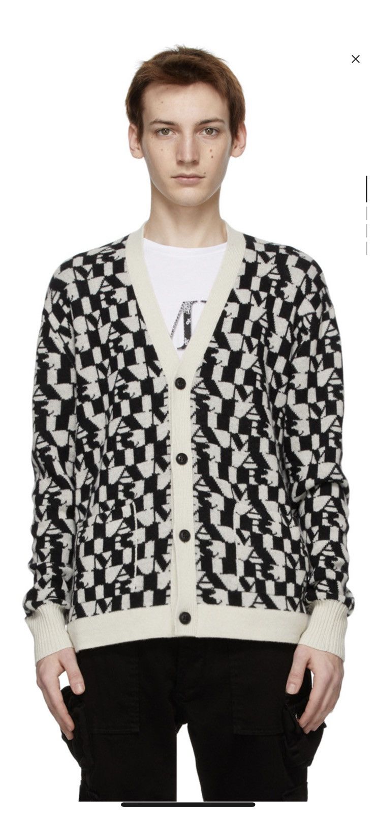 Amiri 100% cashmere jacquard logo cardigan Size US M / EU 48-50 / 2 - 1 Thumbnail