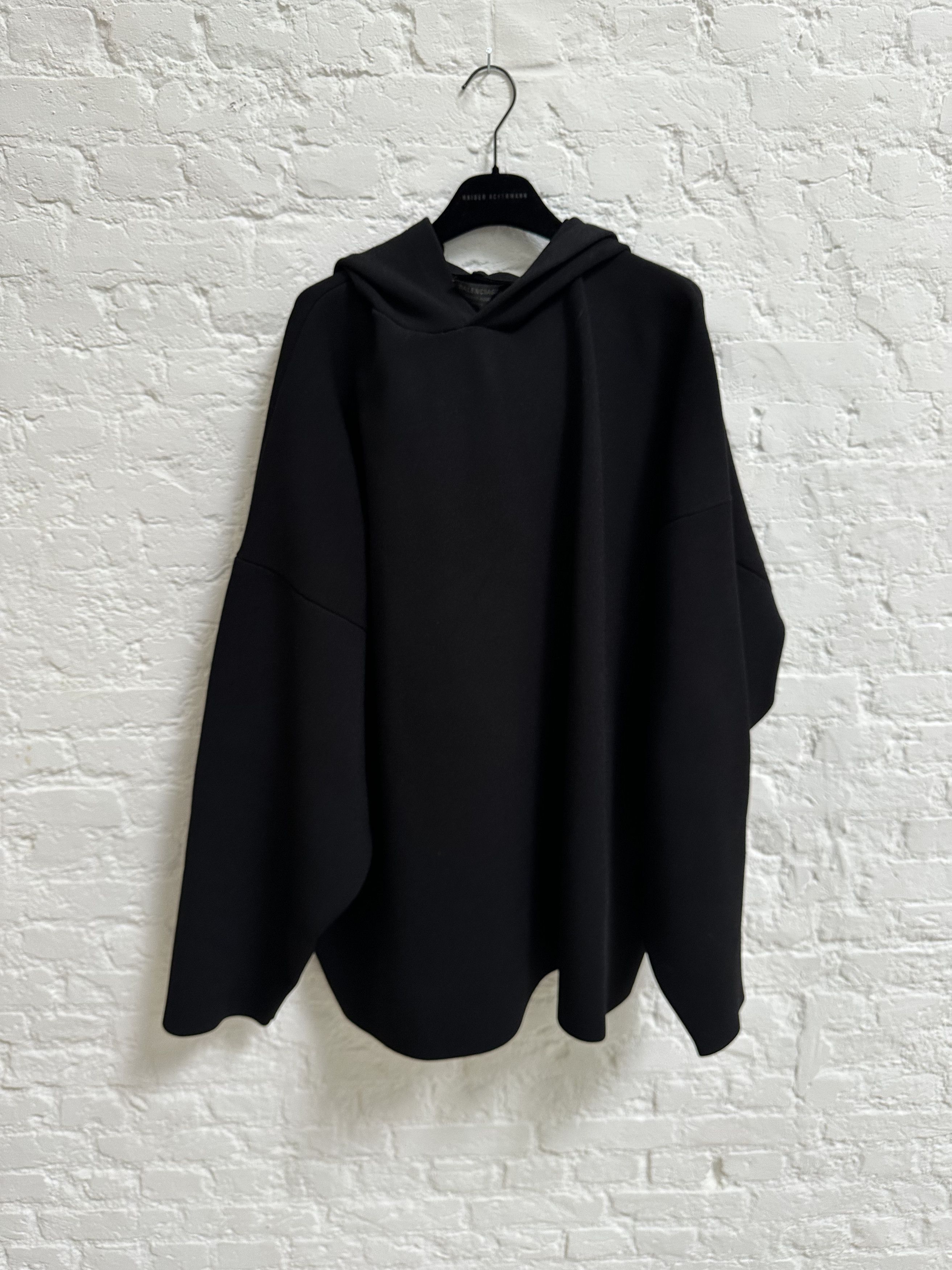 image of Balenciaga Knitted Fabric Hoodie Garde-Robe Size L in Black, Men's